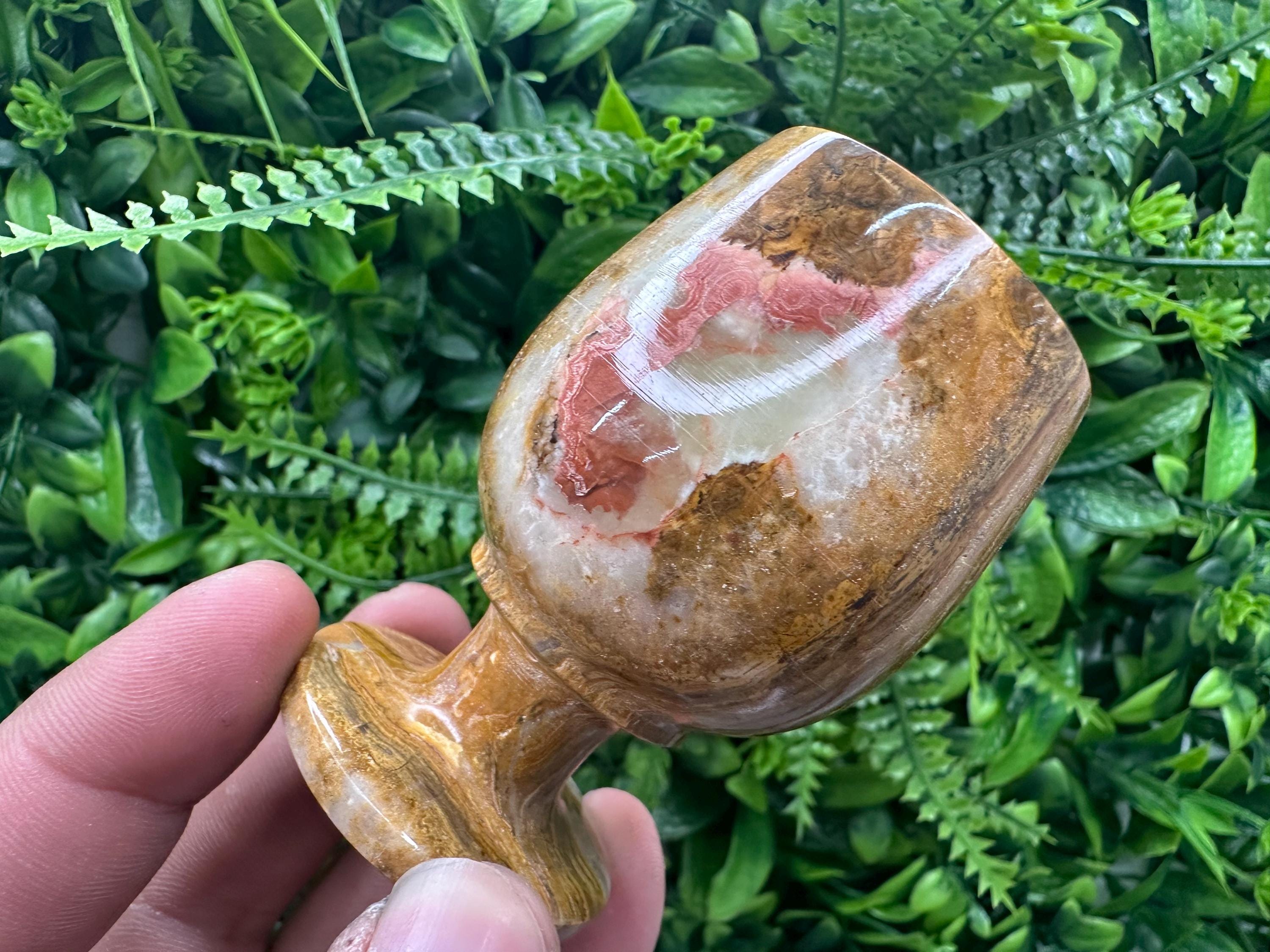 Vintage Natural Onyx Goblet: Unique Stone Wine Cup