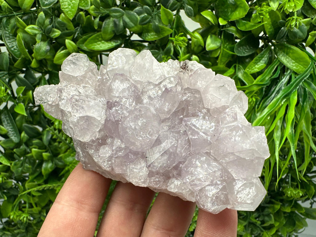 Natural Calcite on Quartz with Amethyst and Chlorite, Rare Mineral Specimen