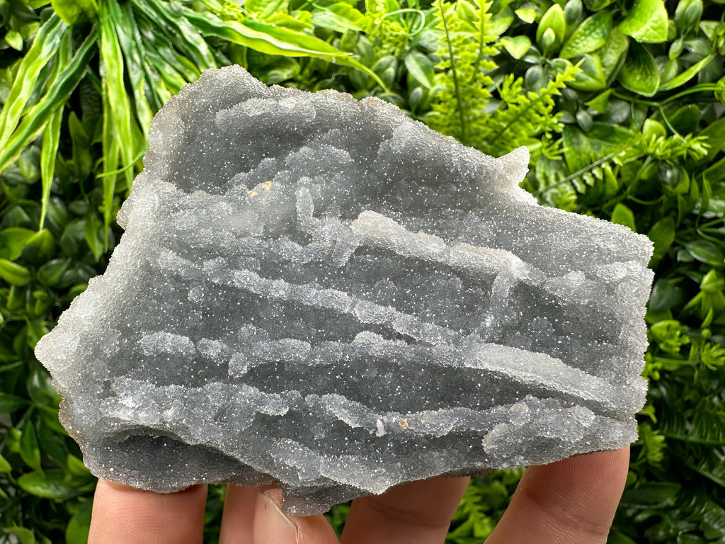 Blue Chalcedony Quartz with Chlorite Inclusions: Home Decor Crystal