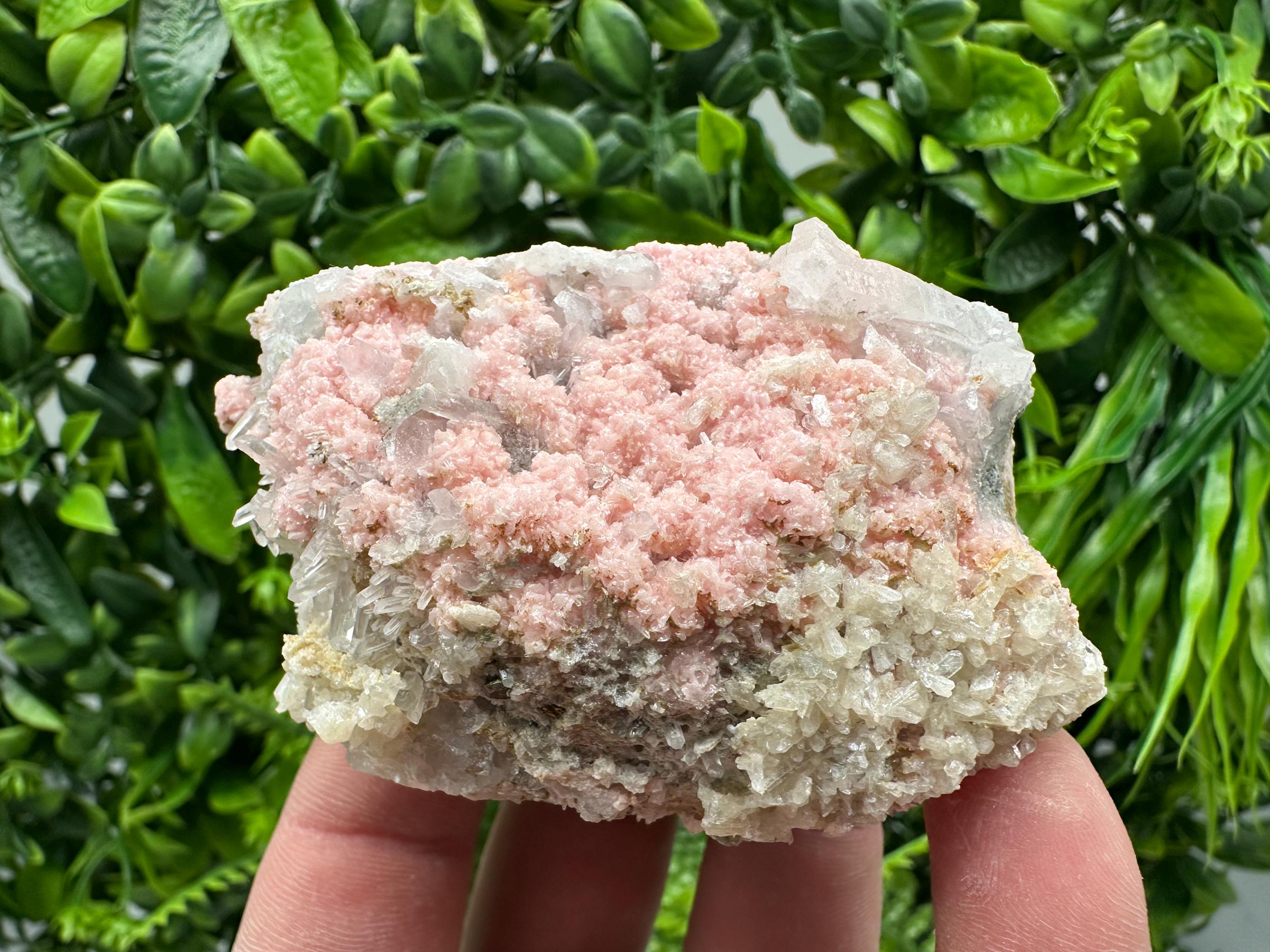 Rhodochrosite on Quartz Specimen, Starnica Mine, Bulgaria