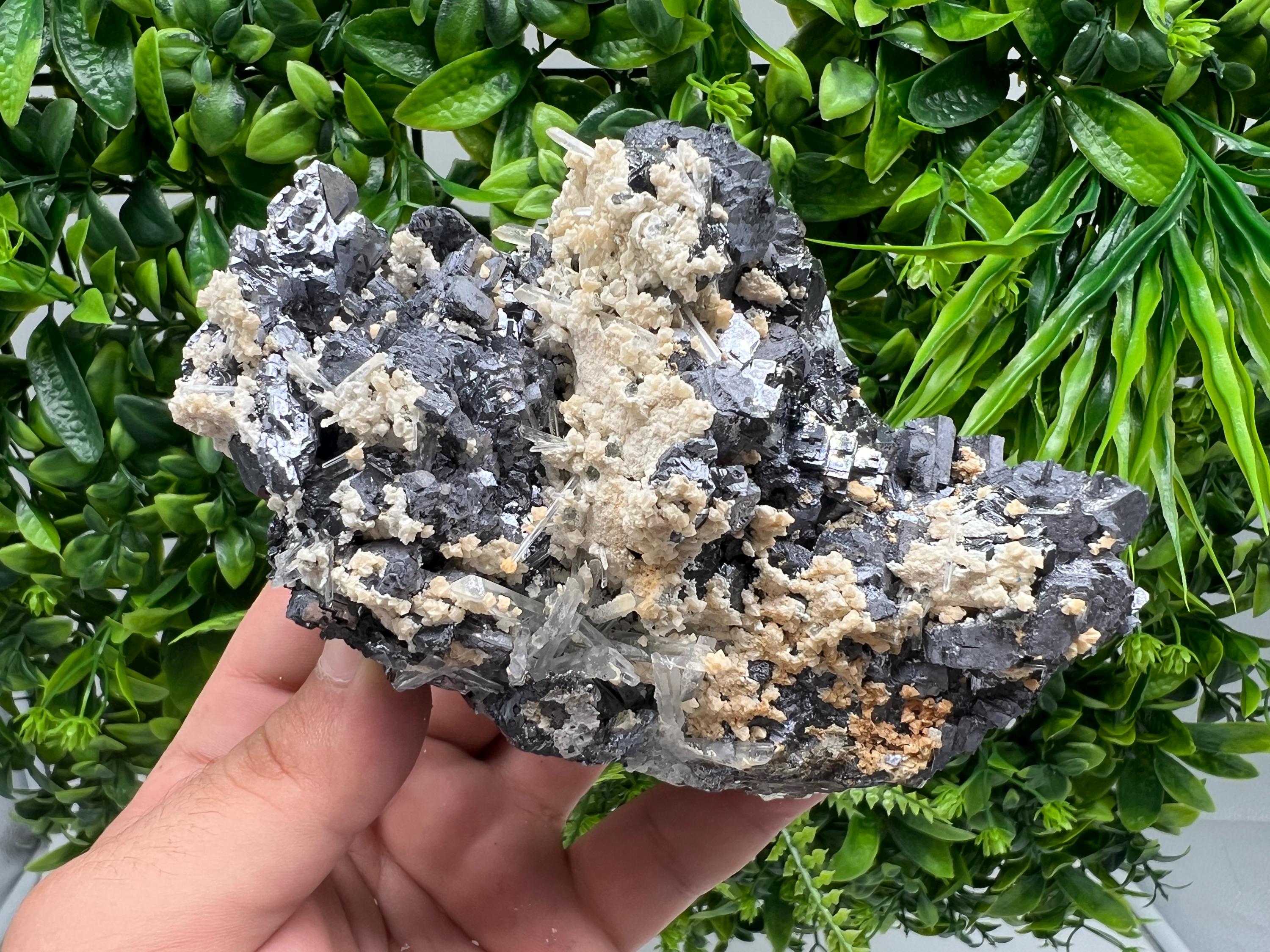 Amazing Galena spinel law on Quartz whit Siderite,from Krushev dol mine,Bulgaria,natural,collection mineral specimen,home decor crystal,souv