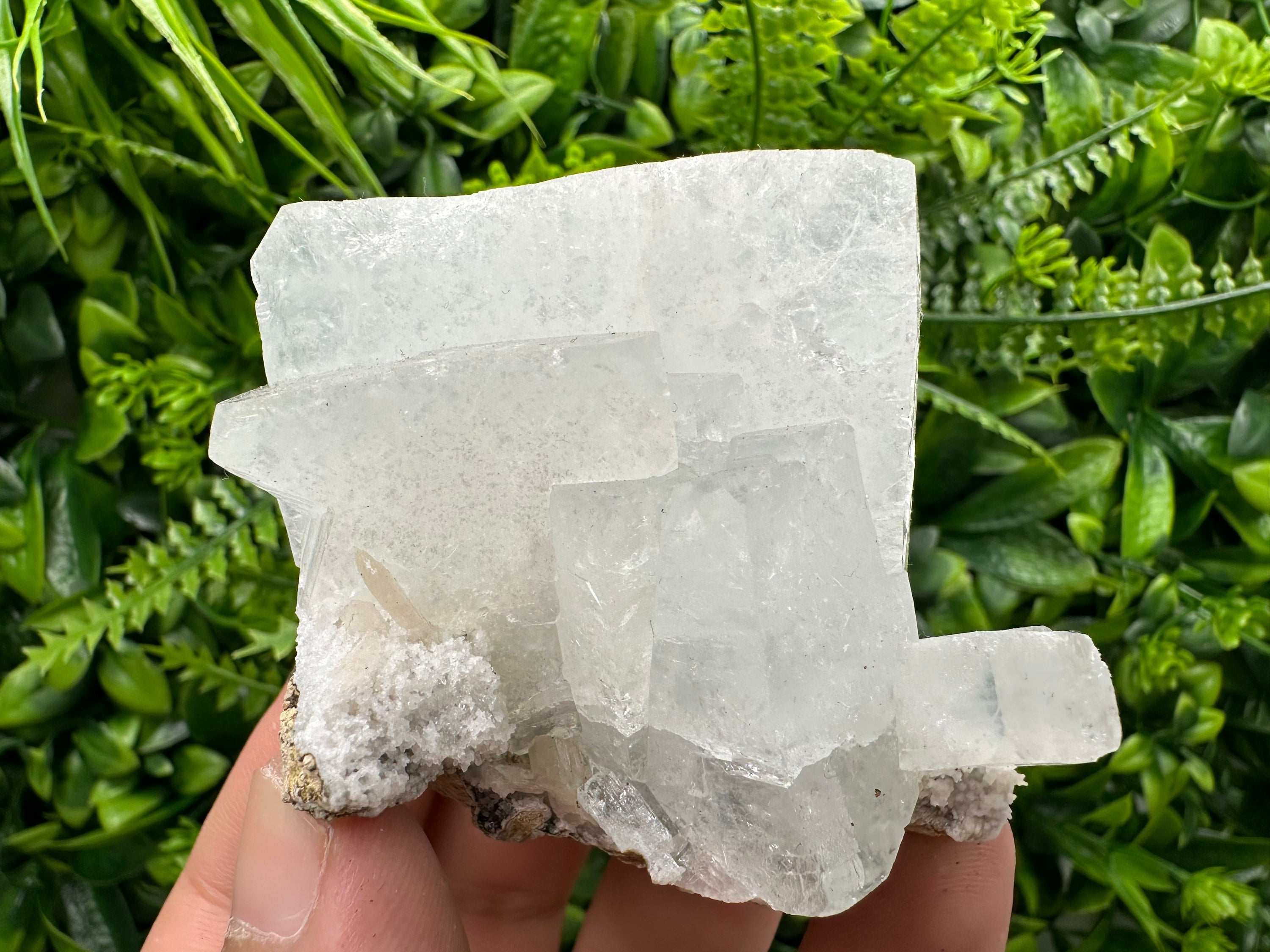 Transparent Apophyllite on Chalcedony, India Minerals Specimen