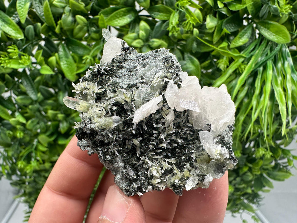 Quartz with Calcite and Chlorite: Borieva Mine Crystal, Bulgaria