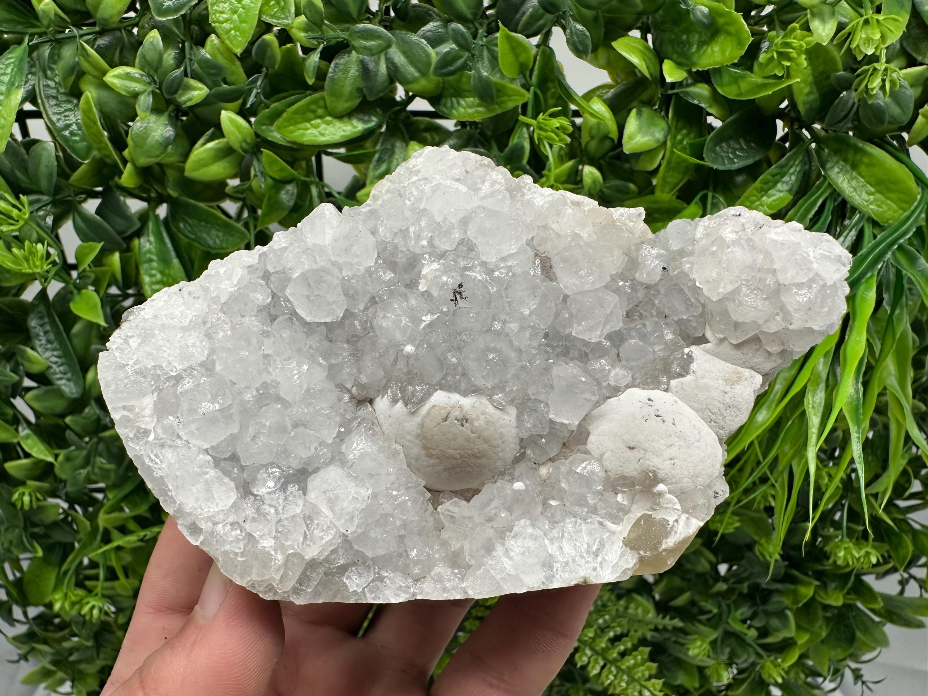 Transparent Apophyllite on Chalcedony, India Mineral Specimen