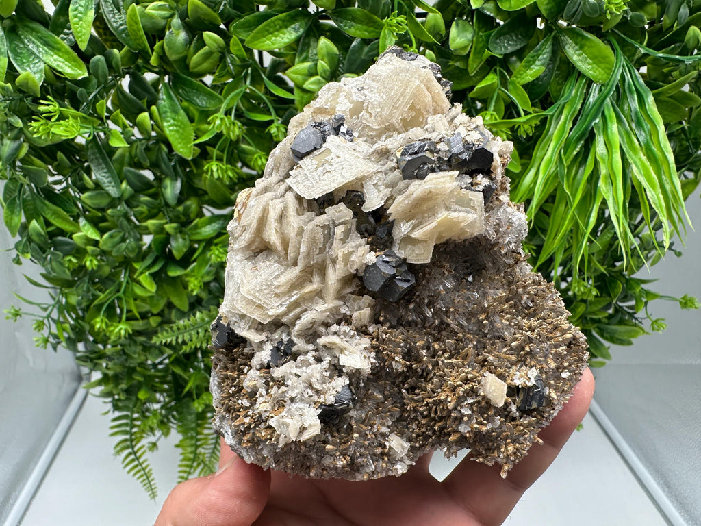 Galena Calcite on Quartz, Natural Mineral Specimen, Bulgaria