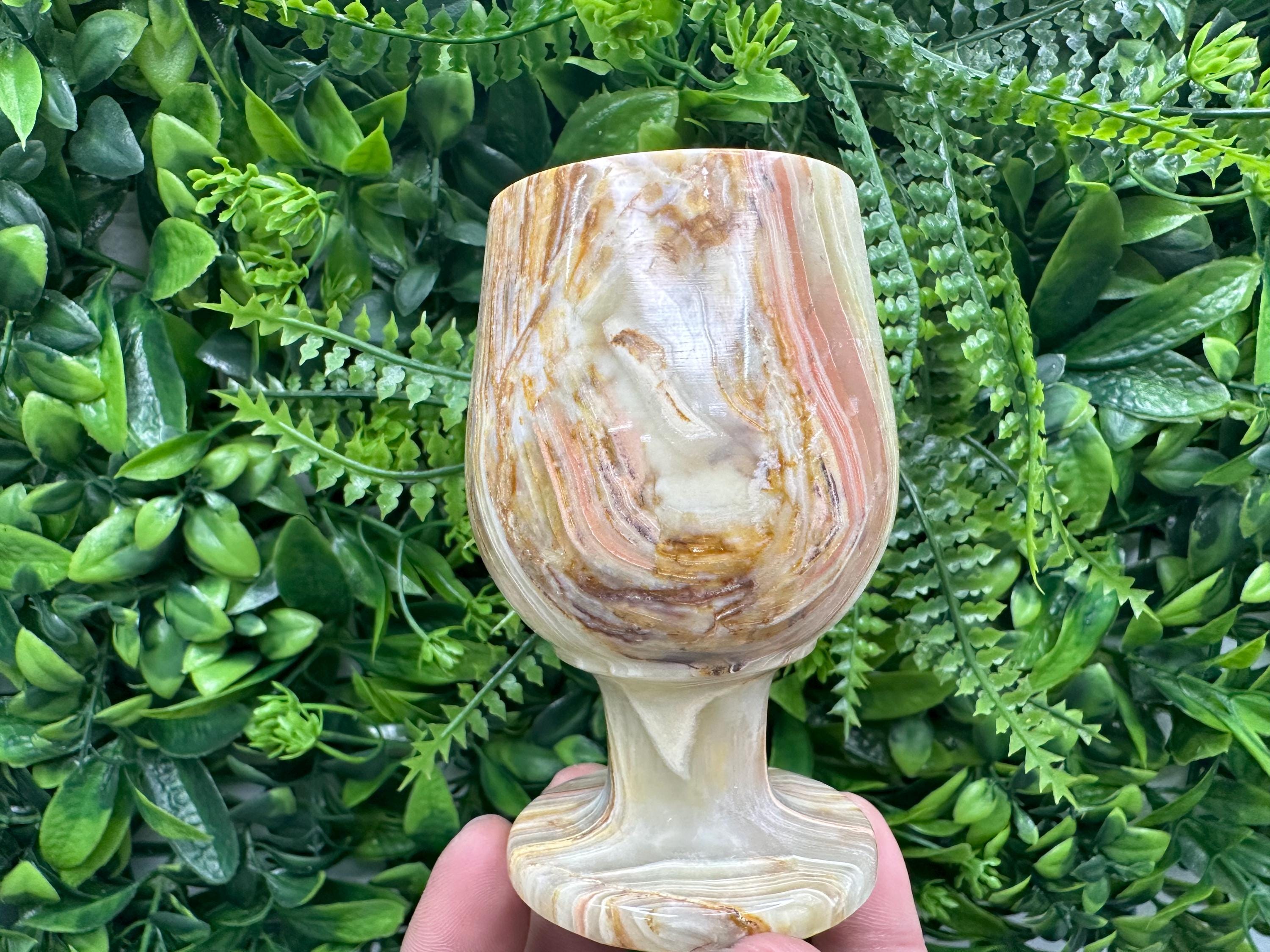 Vintage Onyx Wine Cup: Natural Stone Cordial Glass (10cm)