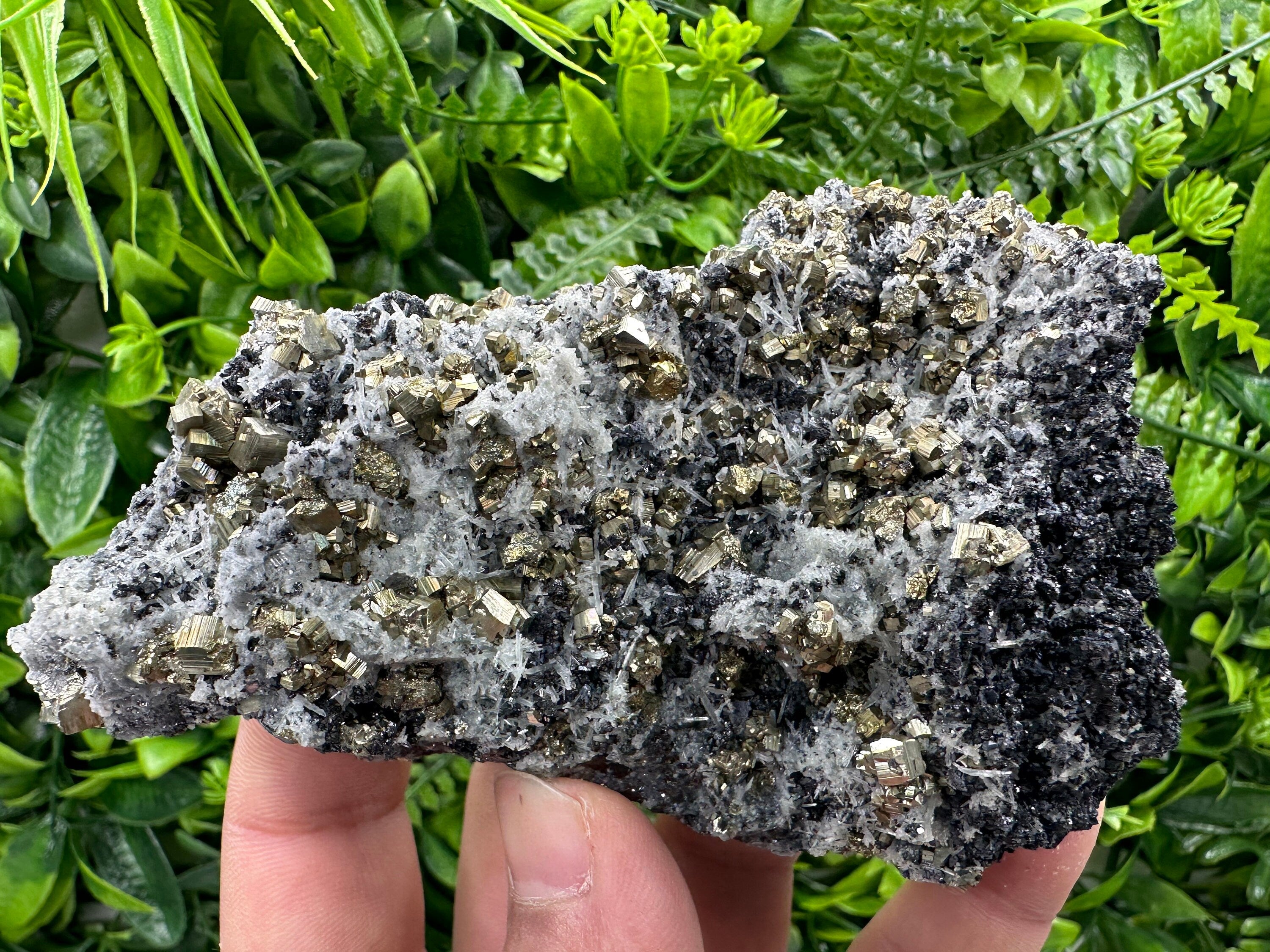 Pyrite Quartz Sphalerite Crystal Cluster, Borieva Mine Bulgaria