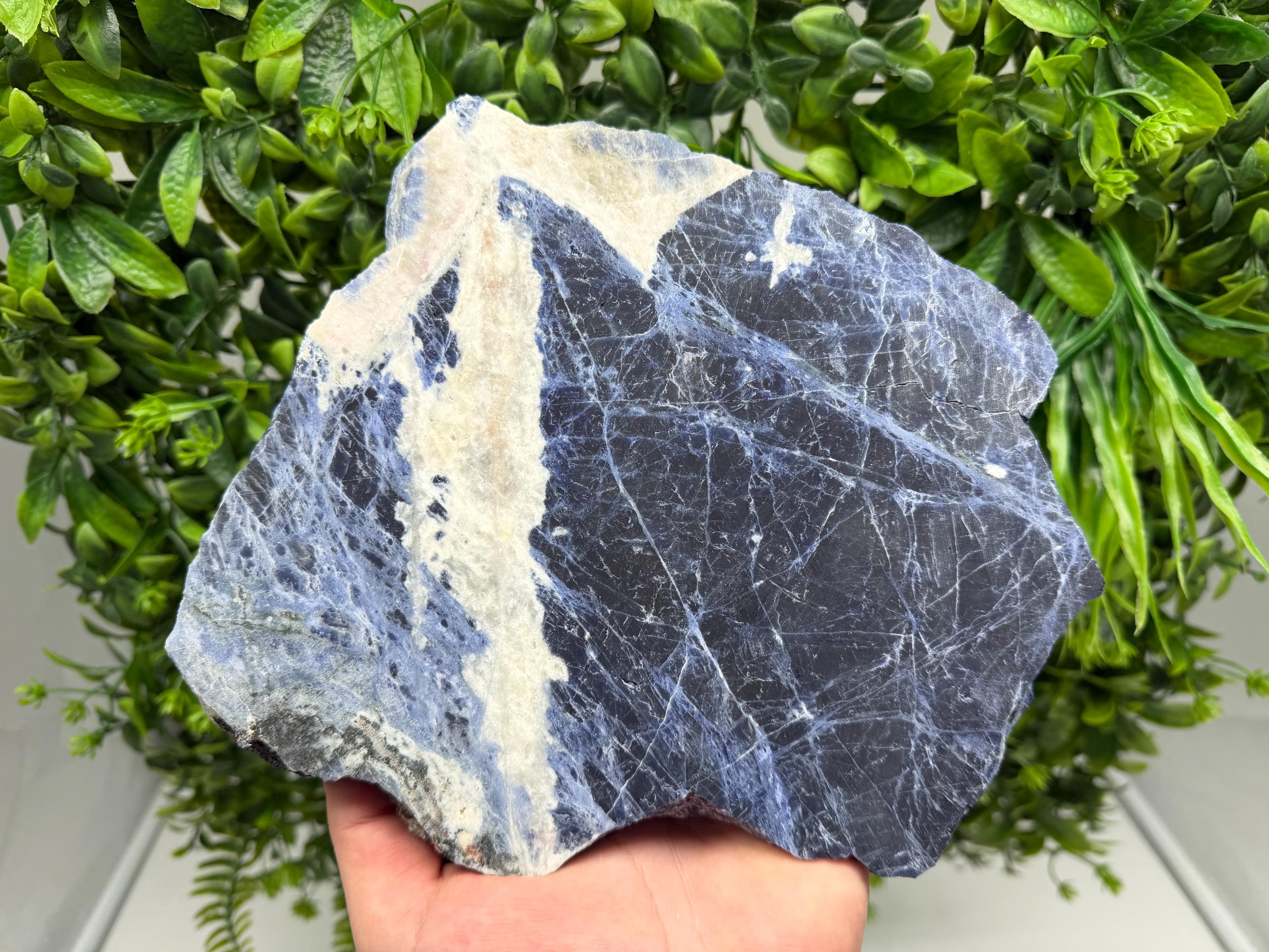 Polished Sodalite Slice – Natural Blue Crystal Slab, Home Decor Accent
