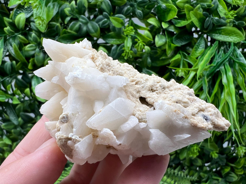 Calcite on Green Quartz: Djurcovo Mine, Bulgaria Healing Crystal