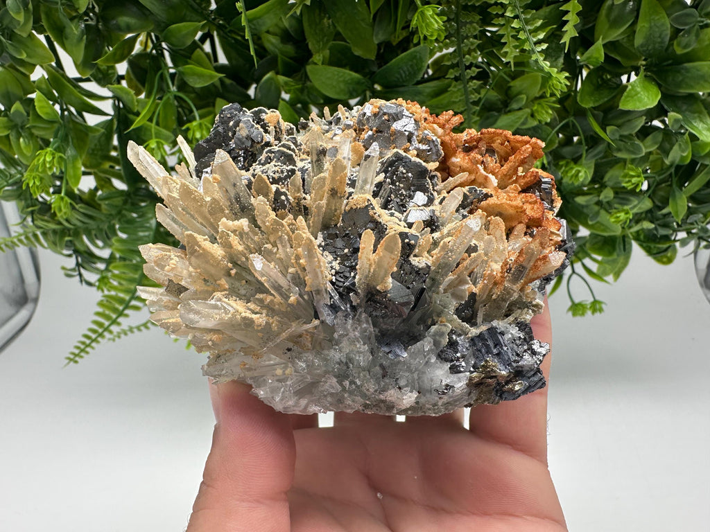 Amazing Galena spinel law on Quartz whit Siderite,from Krushev dol mine,Bulgaria,natural,collection mineral specimen,home decor crystal,souv