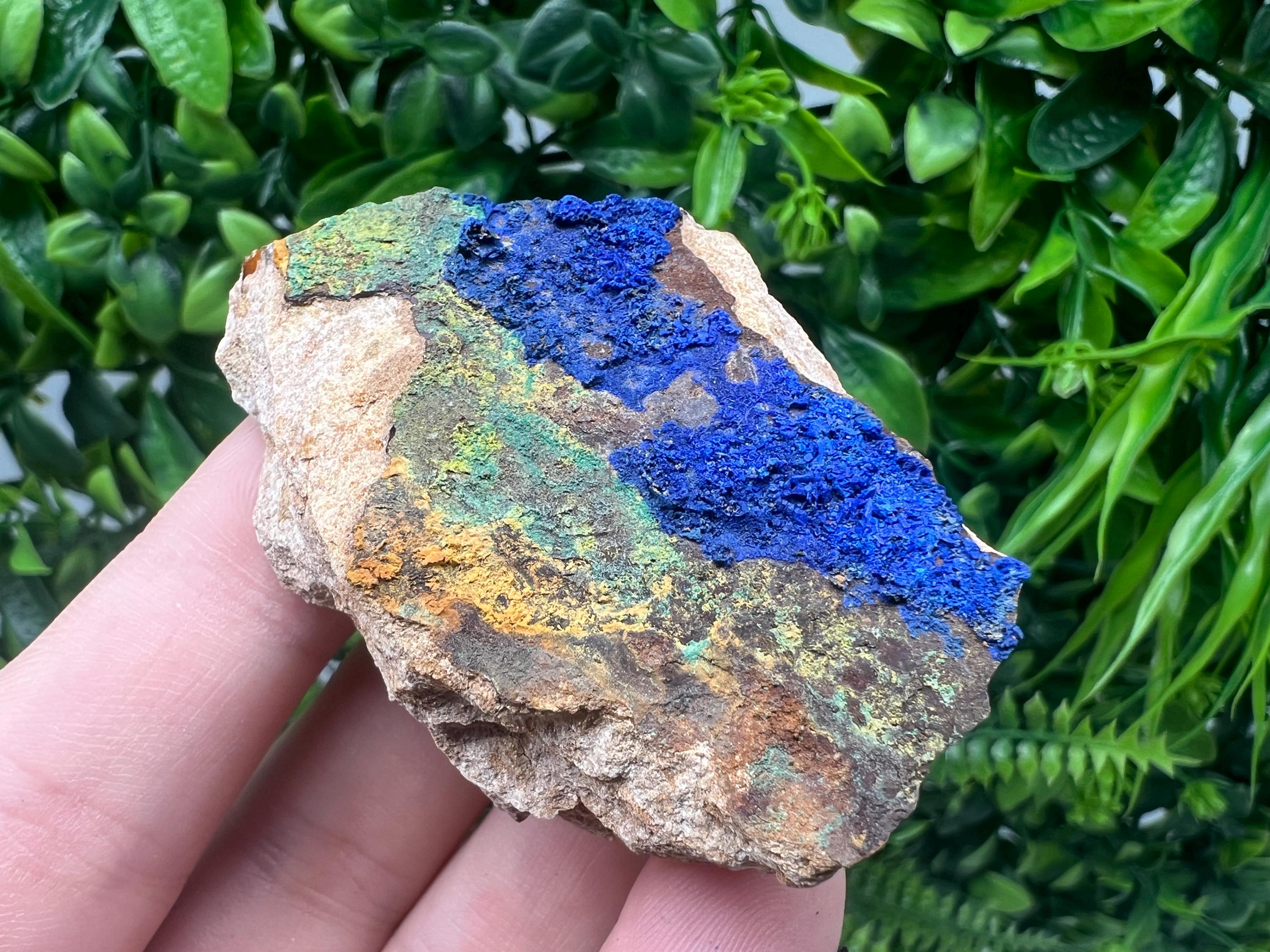 Azurite Malachite Mineral Specimen: Moroccan Blue-Green Crystal, Collector Stone