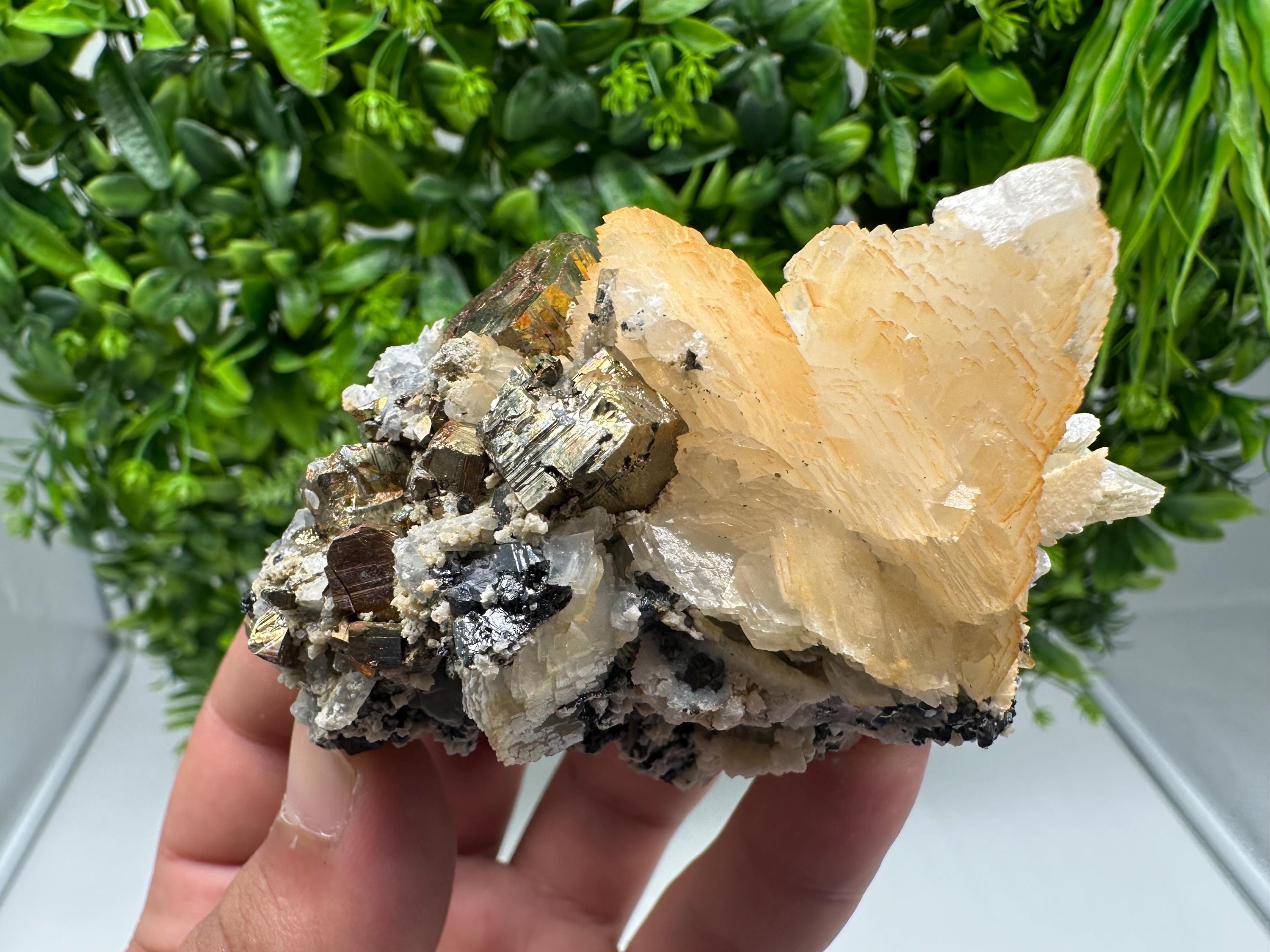 Stunning Pyrite on Quartz,Calcite from Borieva mine,Madan,Bulgaria,natural,collectible mineral specimen,home decor stone,collection crystal