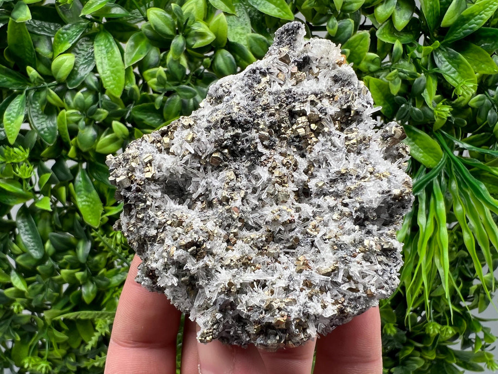 Rainbow Pyrite on Quartz with Oxide, Natural Bulgaria Crystal Souvenir