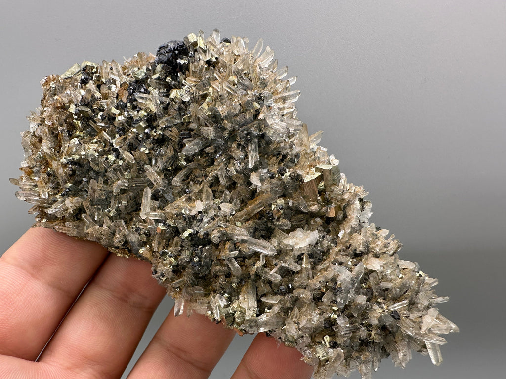 Sphalerite Pyrite on Quartz with Iron Oxide, Bulgaria Mineral Specimen