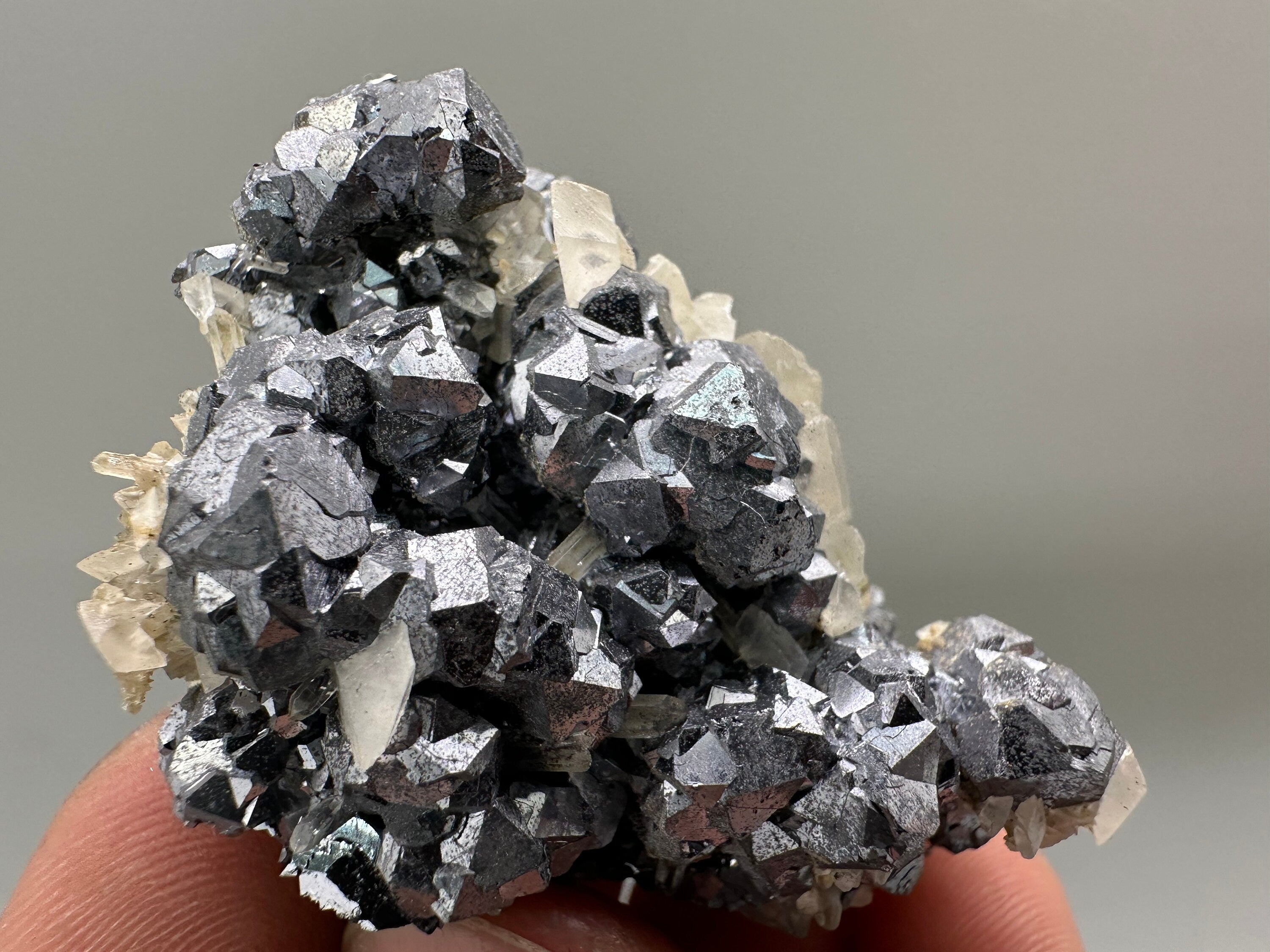 Shiny Galena with Calcite: Borieva Mine, Bulgaria