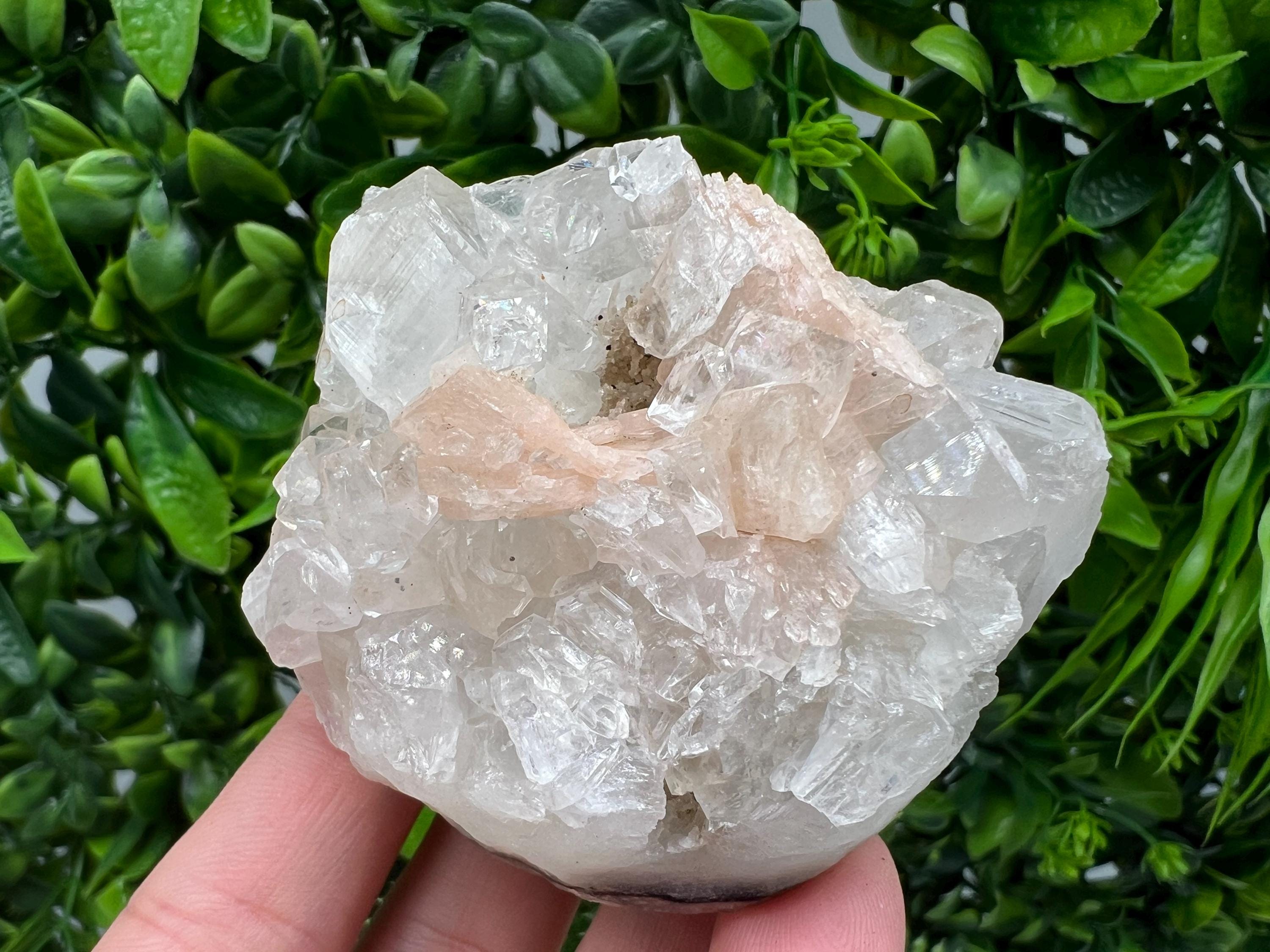 Apophyllite Stilbite on Chalcedony Specimen, India Crystal