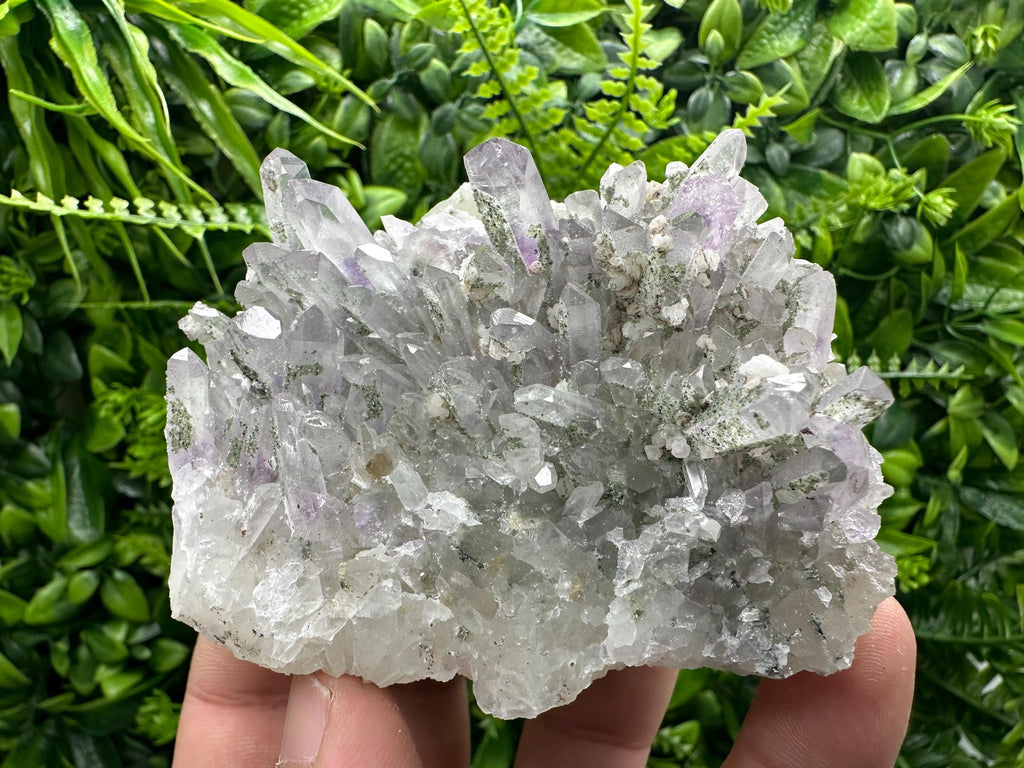 Amethyst Quartz Cluster with Calcite and Chlorite, Bulgaria Mineral Specimen