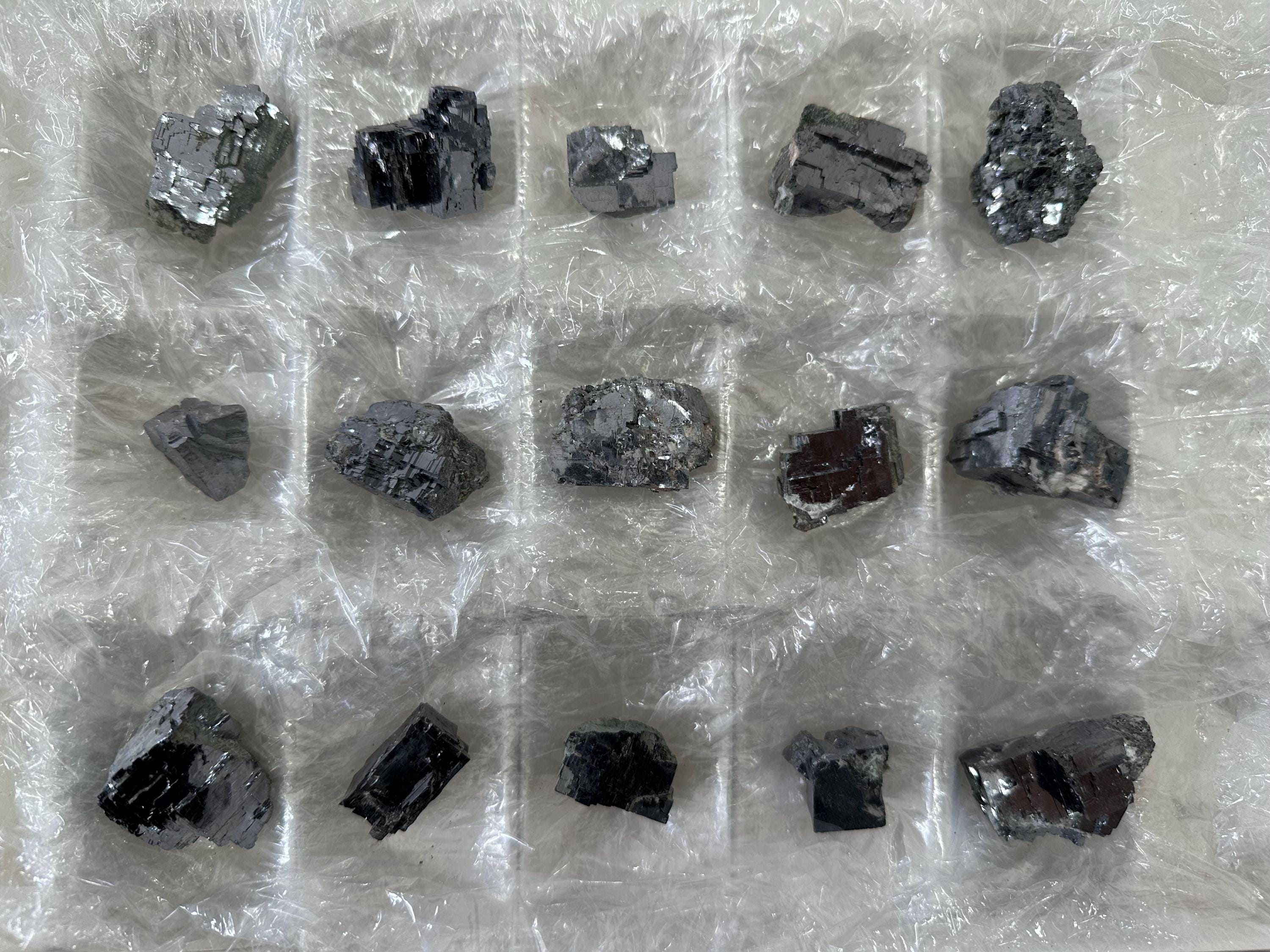 Shiny Galena Cluster Chunks: Borieva Mine Minerals (Set of 15)