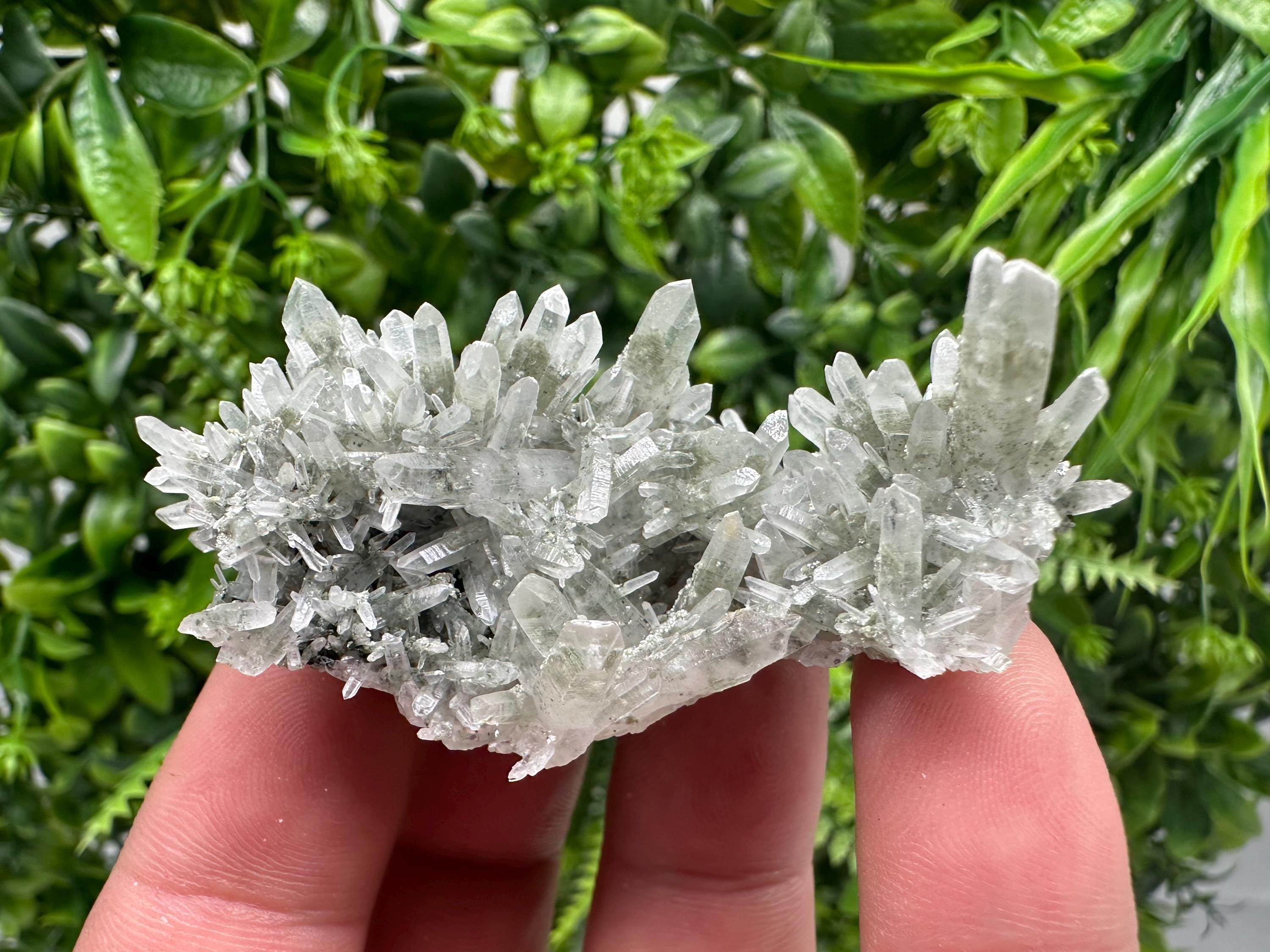 Chlorite Included Green Quartz Crystal Specimen: Madan, Bulgaria