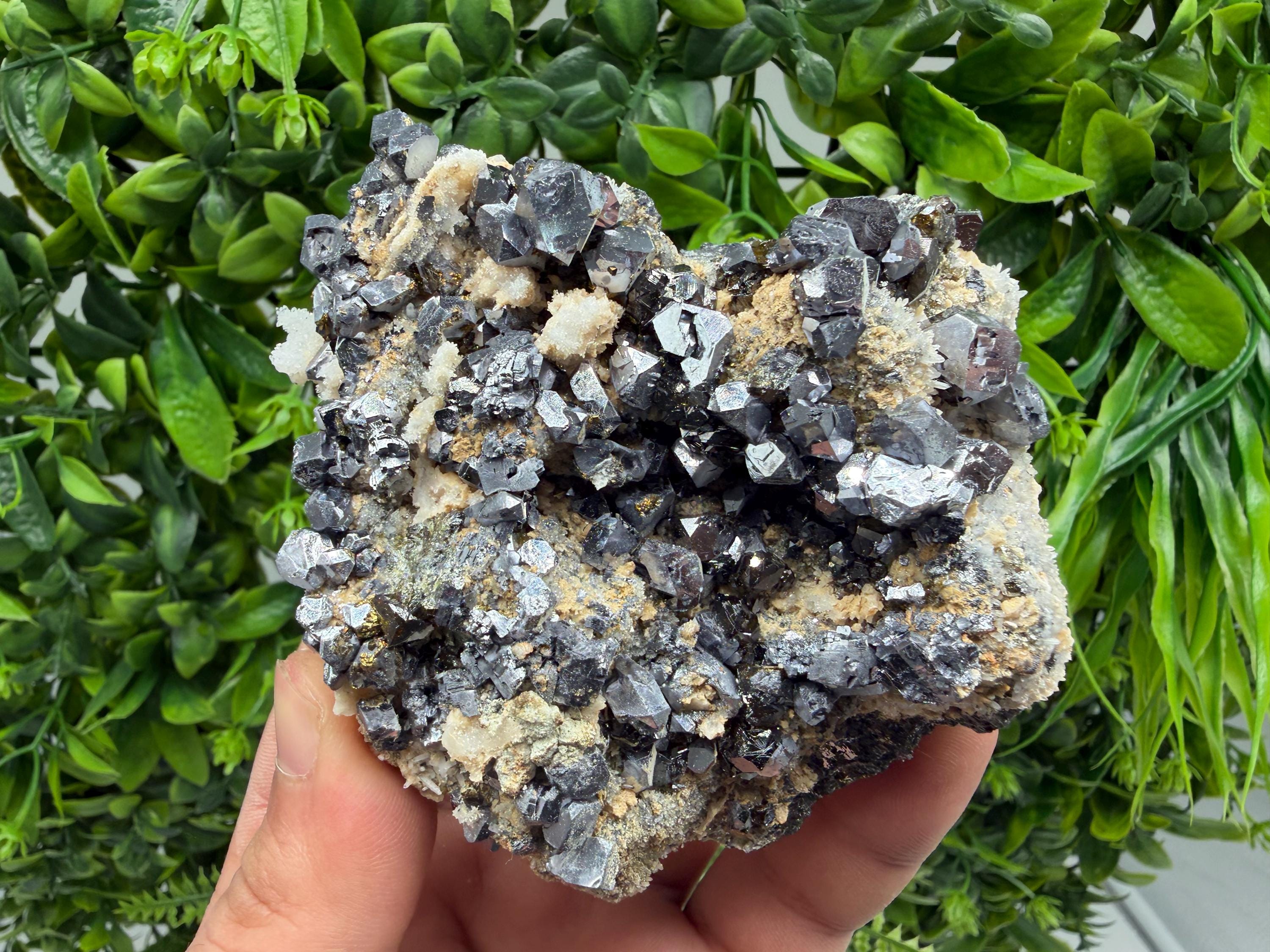 Sphalerite Cleiopfane on Quartz Mineral Specimen, Krushev Dol Mine, Bulgaria Home Decor Stone