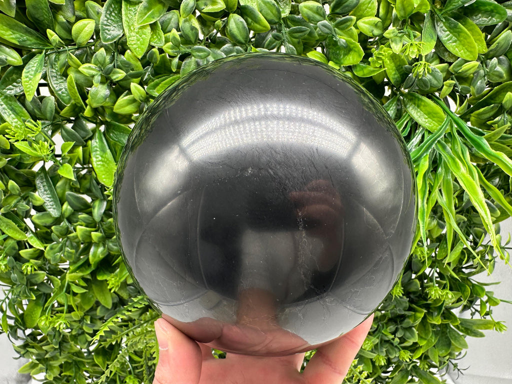 Large 15cm Shungite Sphere: Polished EMF Protection Crystal