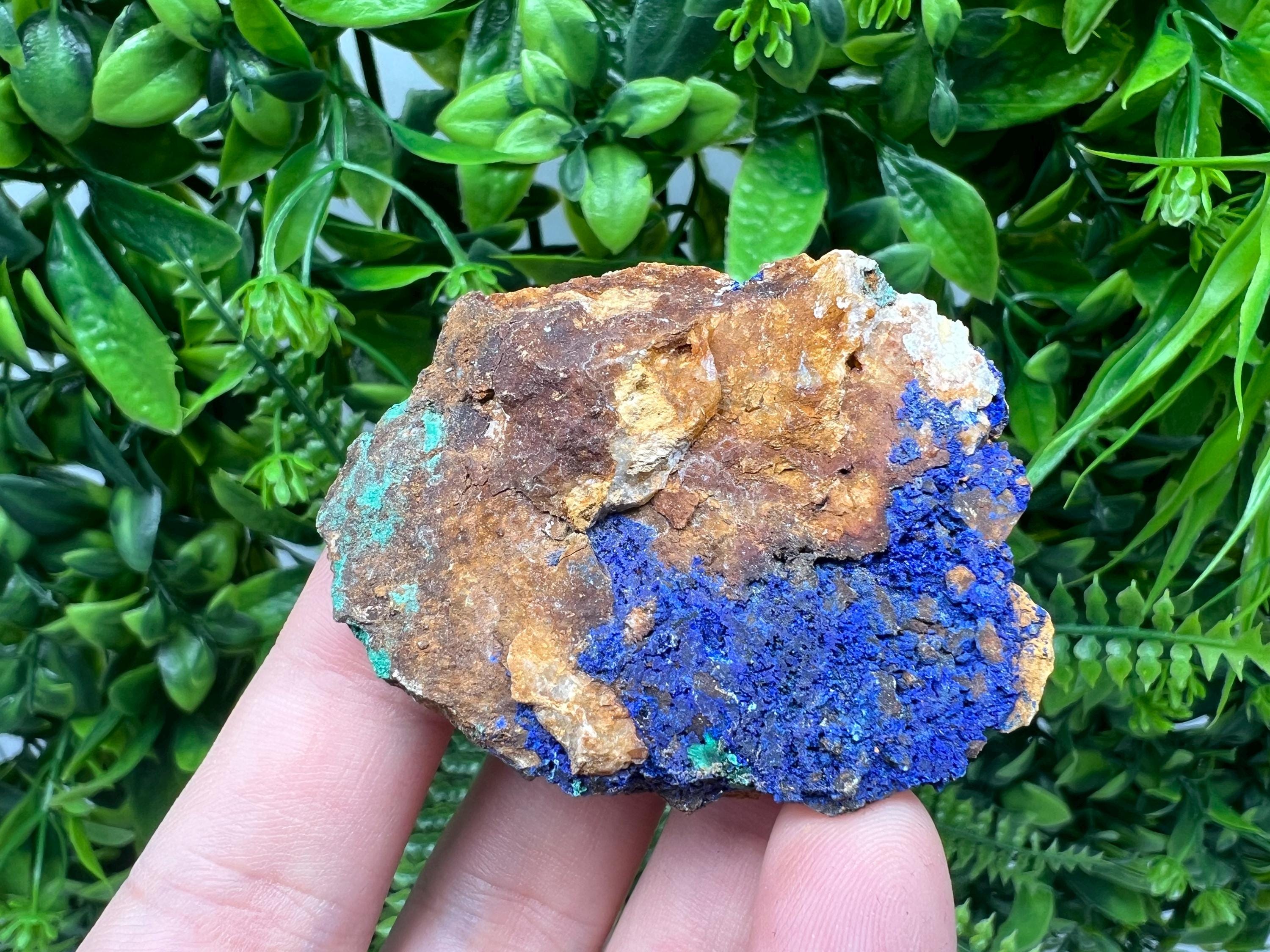Azurite Malachite Mineral Specimen: Moroccan Blue-Green Crystal, Home Decor