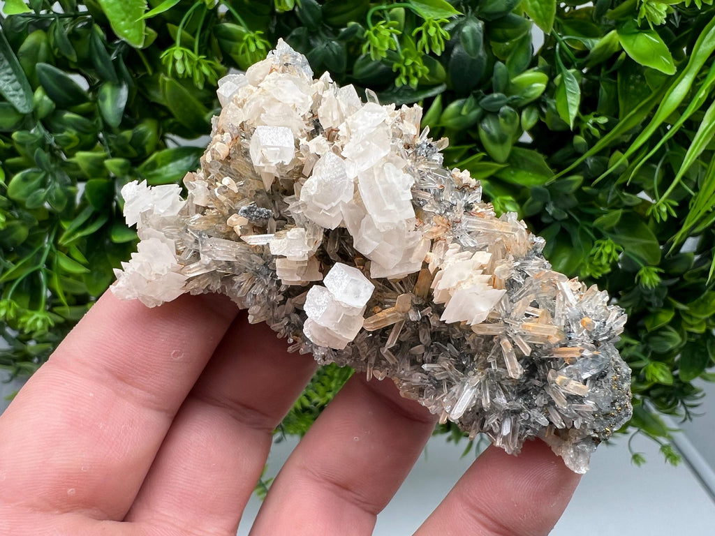 Wonderful Calcite on Quartz white Sphalerite, from Borieva mine,Bulgaria,natural,collection mineral specimen,Home decor crystal,gift,healing