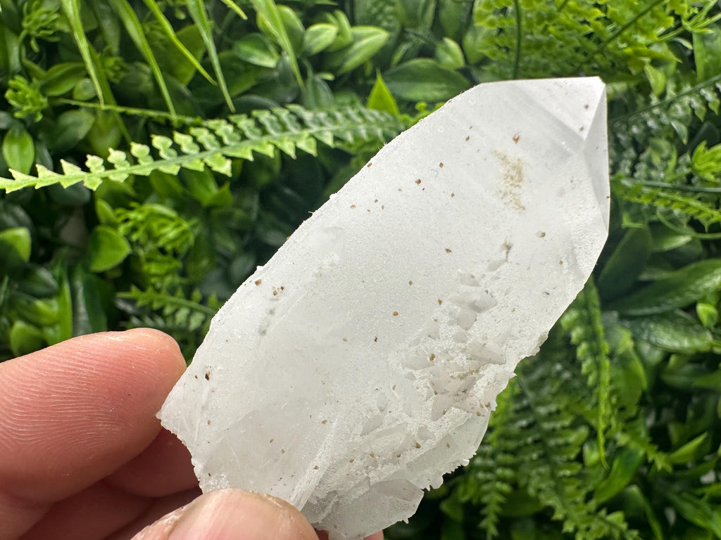Quartz Cluster with Rhodochrosite and Chlorite Inclusions