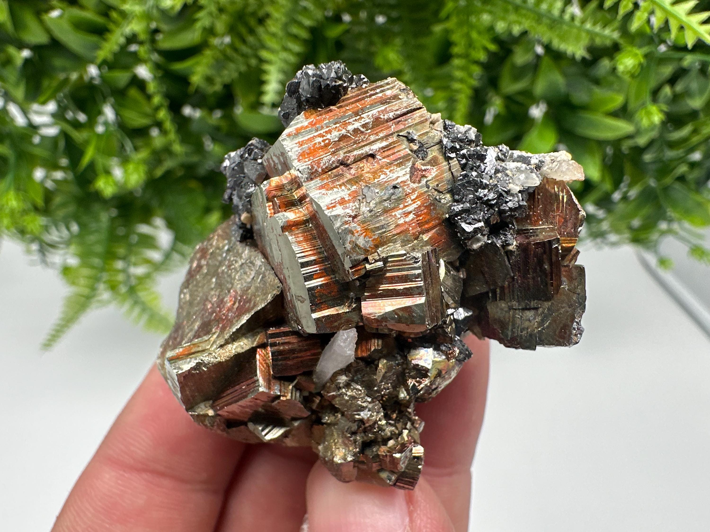 Wonderful Rainbow Pyrite whit Calcite,natural minerals souvenir Crystal,collection stone,rare minerals,home decor,Borieva Bulgaria