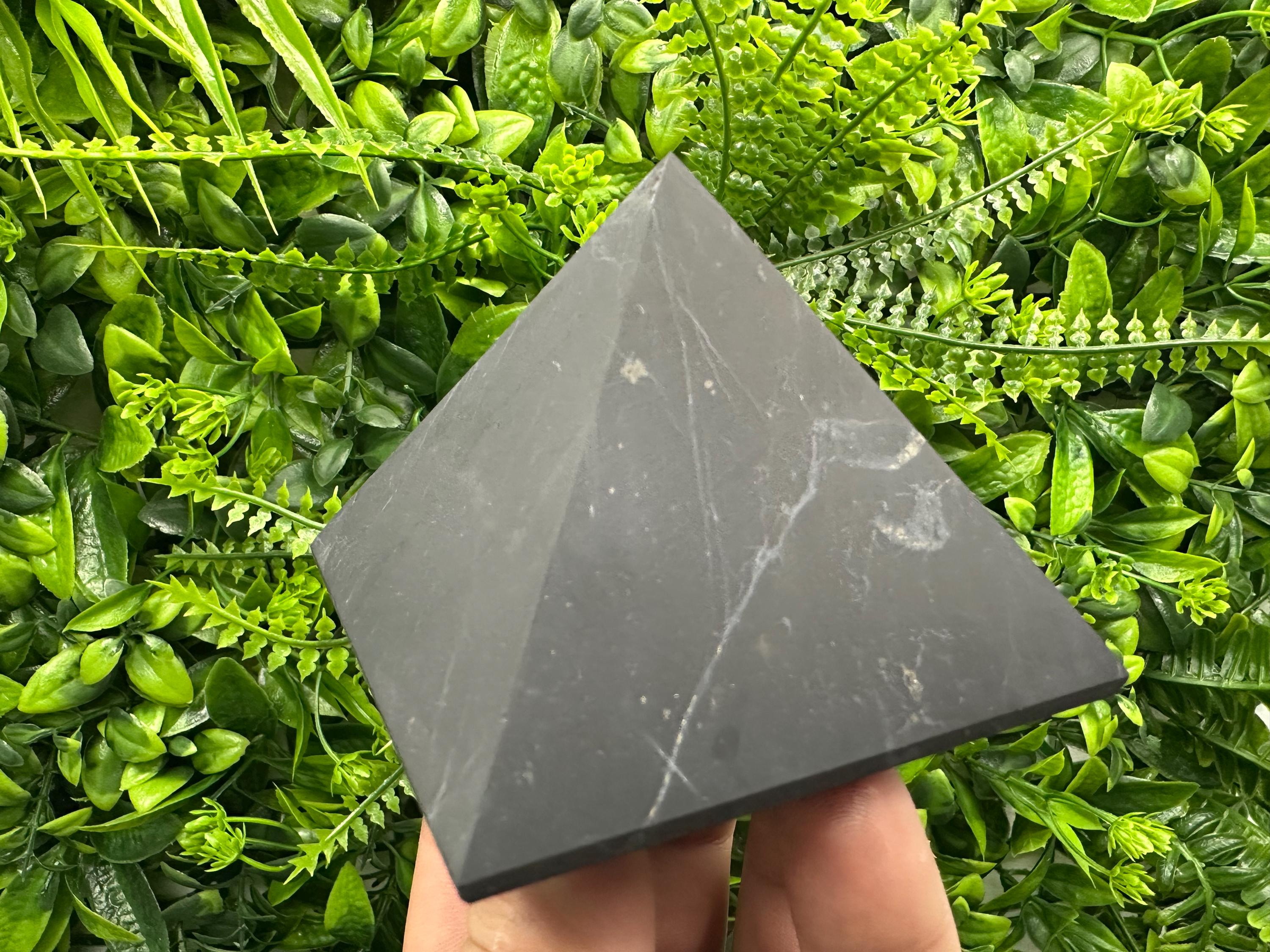 Shungite Pyramid (8cm): EMF & 5G Protection, Healing Crystal