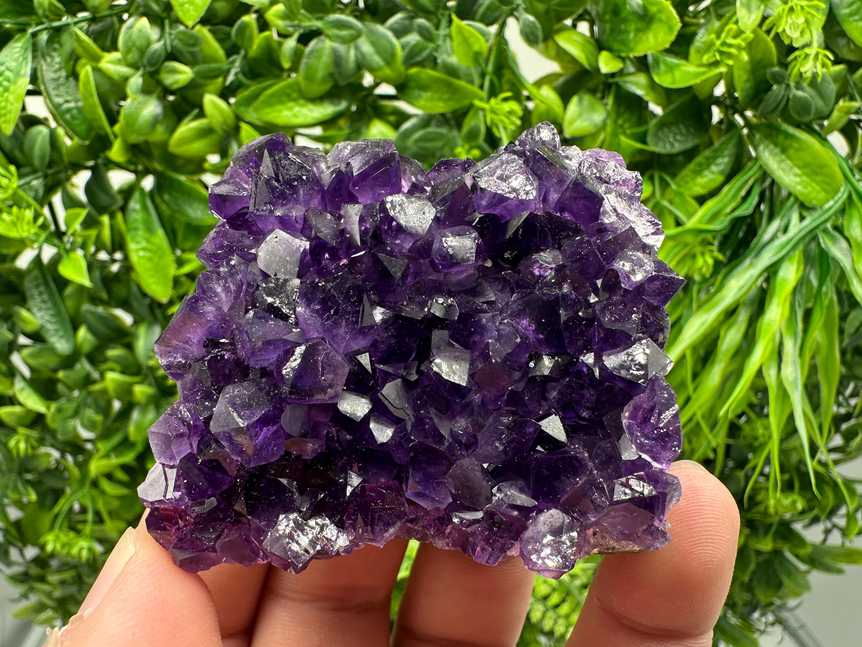Natural Purple Amethyst Cluster from Uruguay: Energy Crystal Home Decor