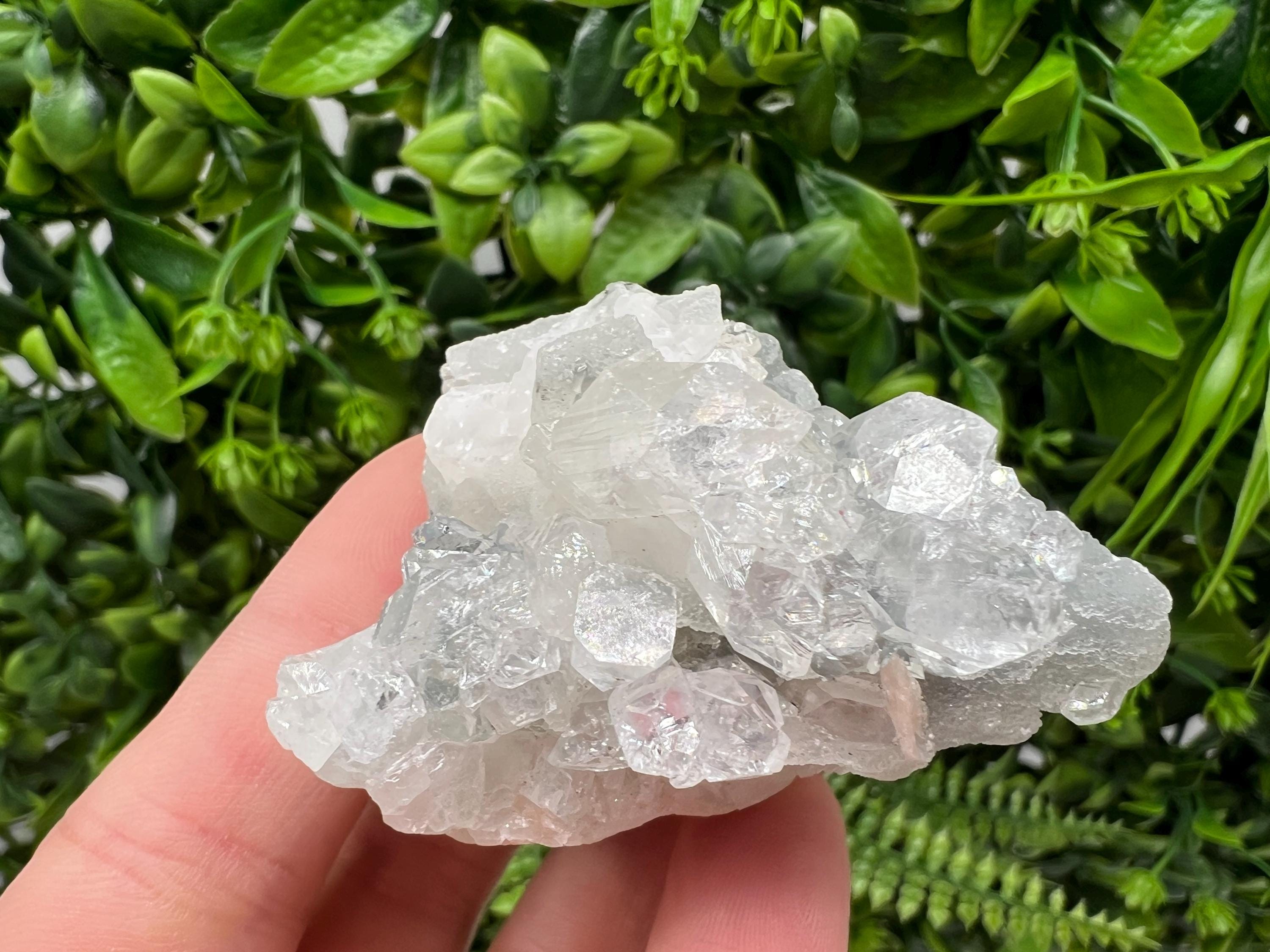 Transparent Apophyllite on Chalcedony, Natural Crystal Specimen, India Minerals