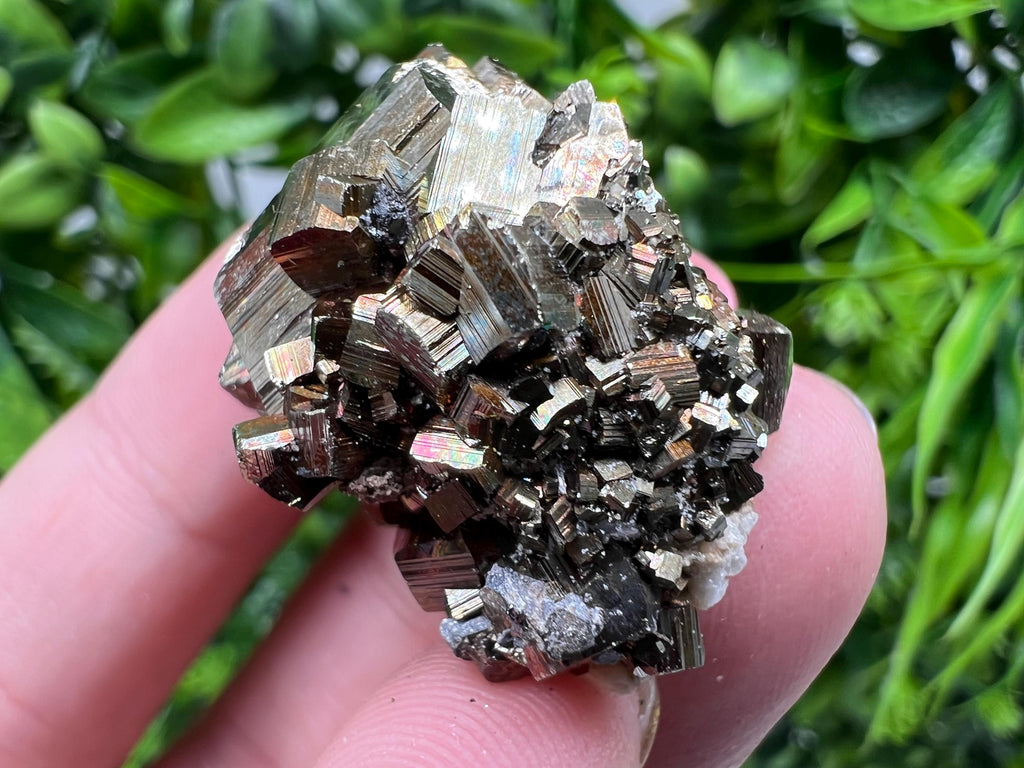 Rainbow Pyrite with Calcite, Natural Crystal Mineral Decor, Borieva Bulgaria