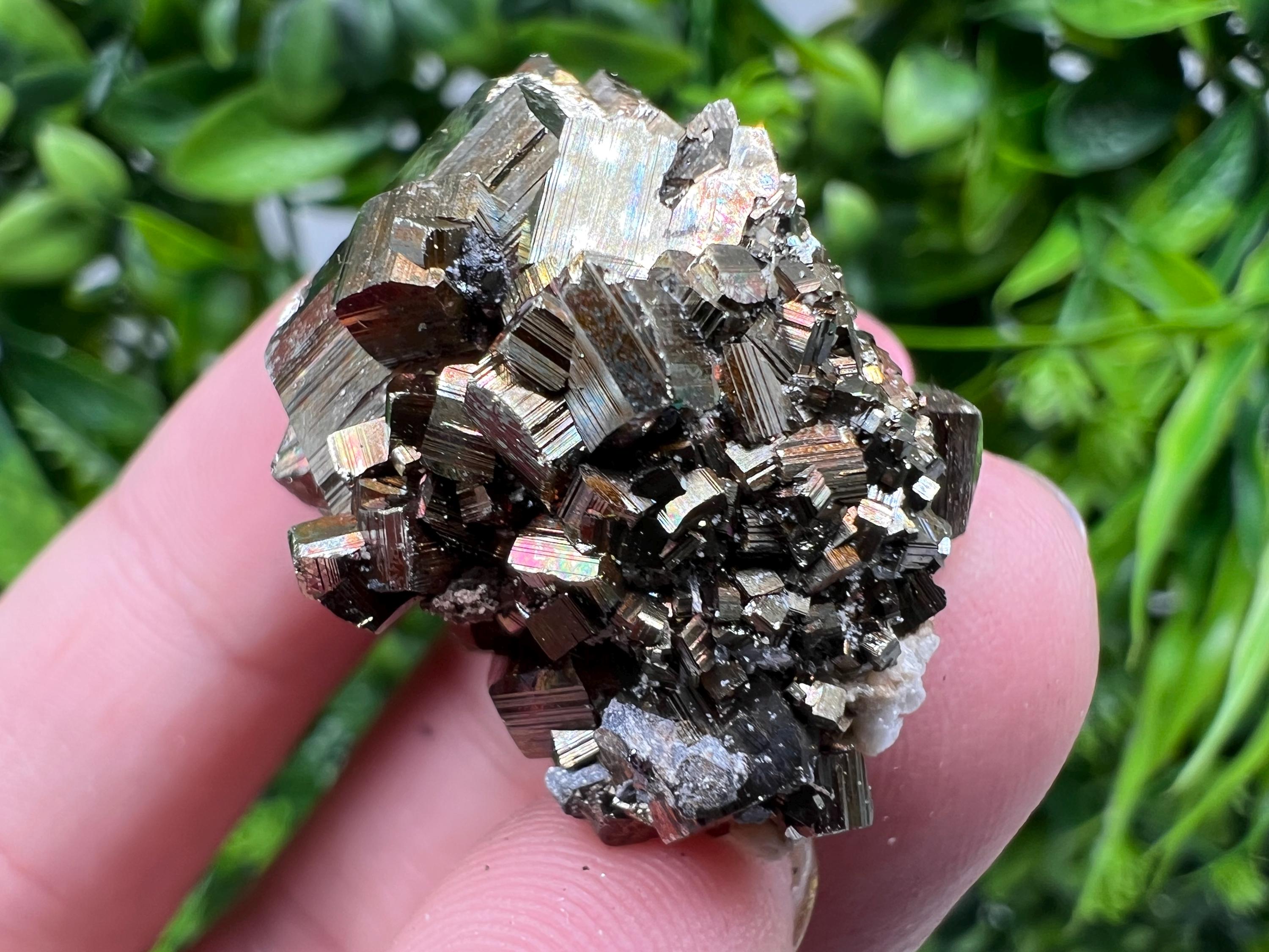 Rainbow Pyrite with Calcite, Natural Crystal Mineral Decor, Borieva Bulgaria