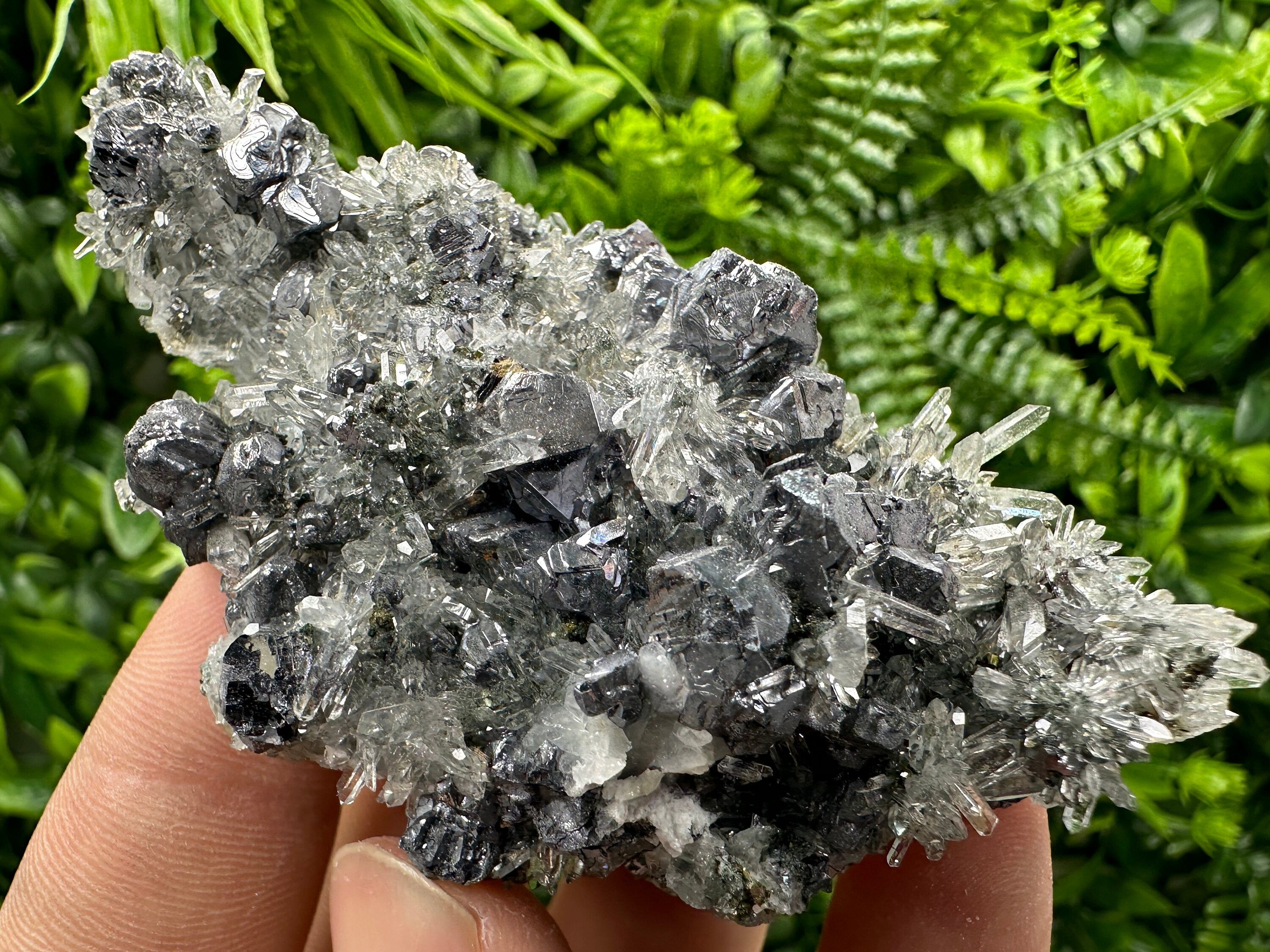 Galena Sphalerite on Quartz Crystal, Bulgaria Mineral Specimen