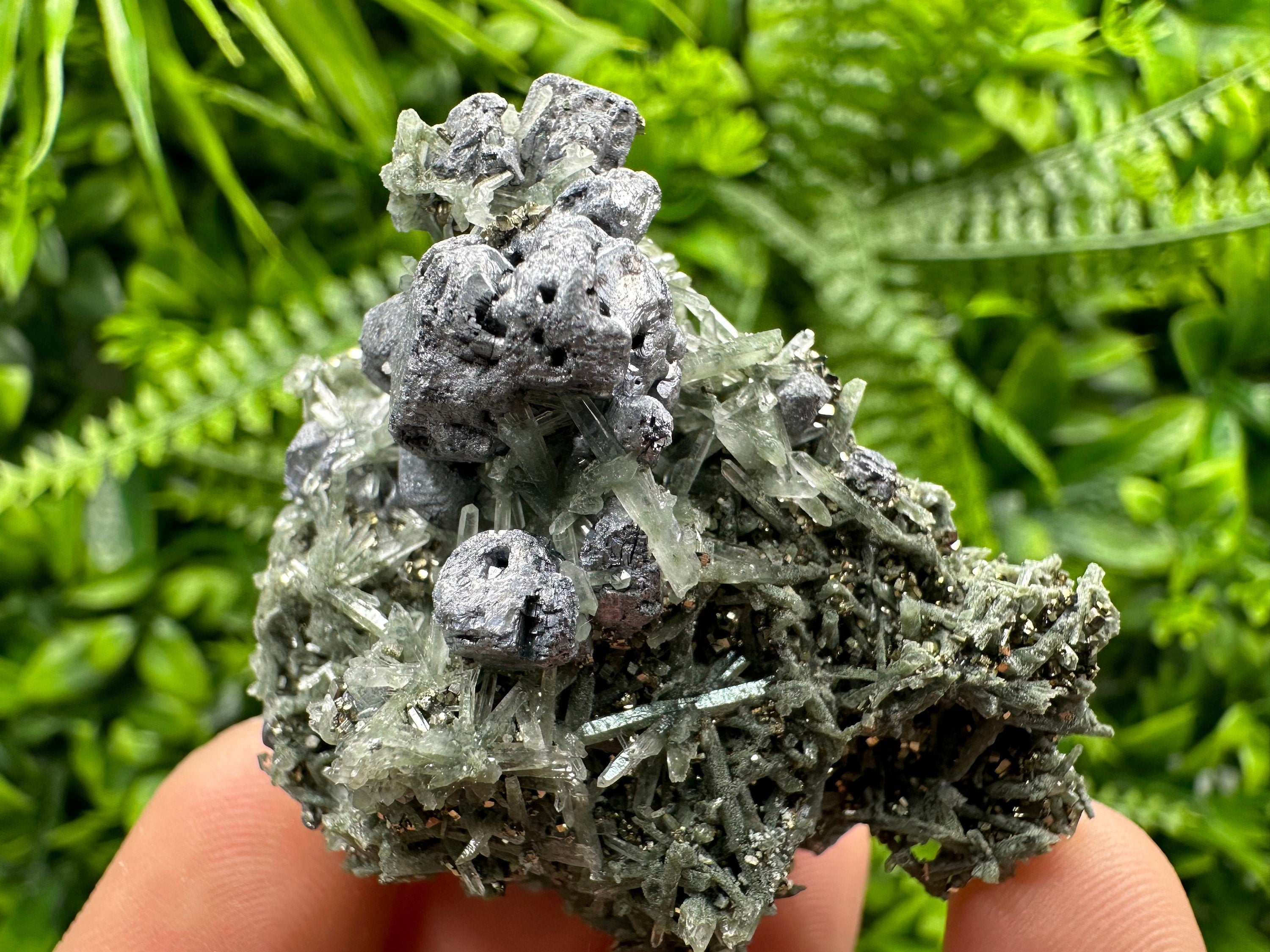 Galena Pyrite on Quartz: Borieva Mine Mineral Decor Stone