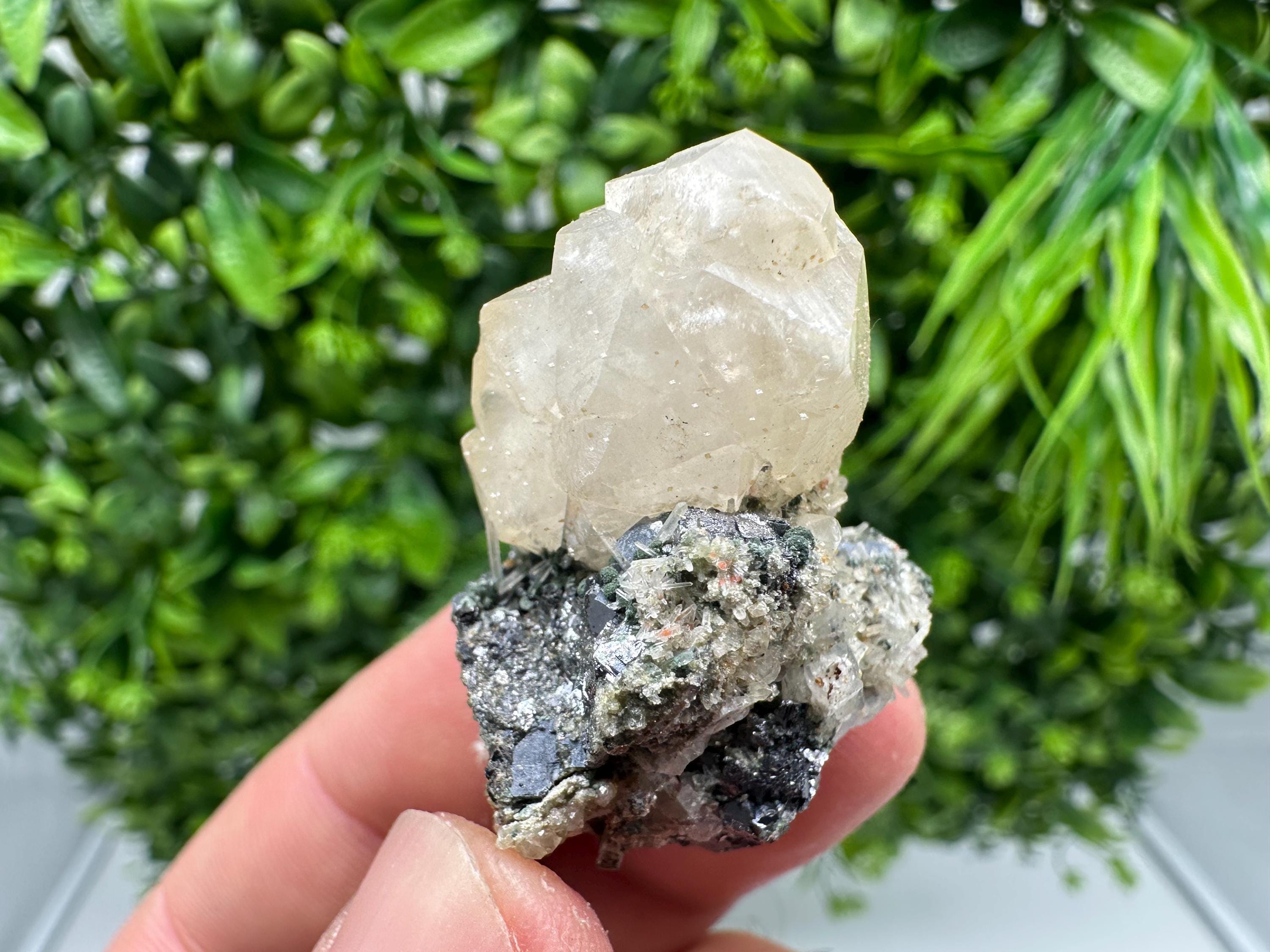 Wonderful Calcite on Quartz white Sphalerite, from Borieva mine,Bulgaria,natural,collection mineral specimen,Home decor crystal,gift,healing