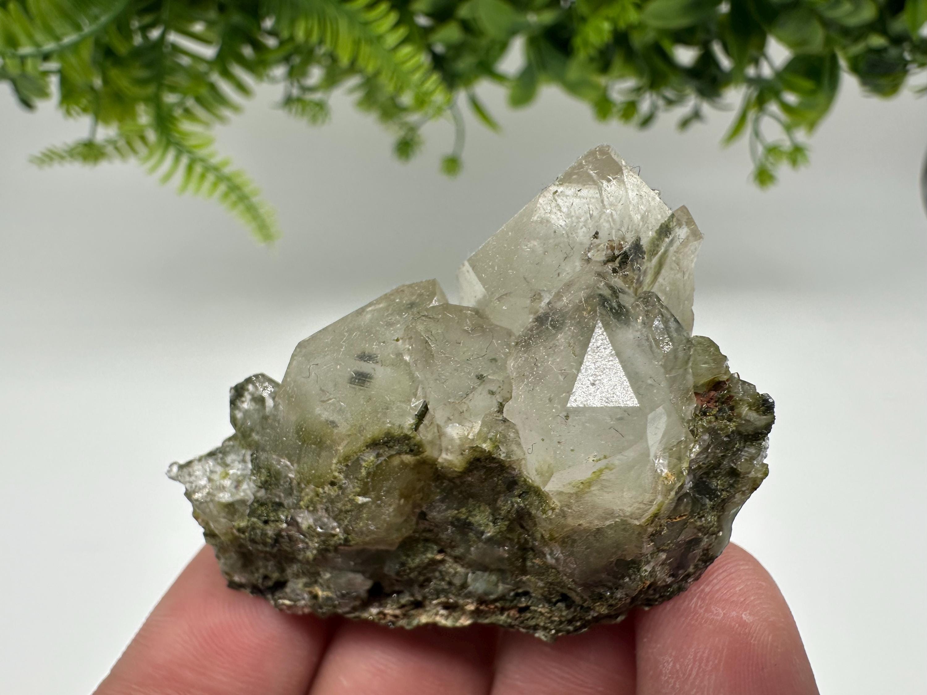 Rare Green Epidote Quartz Crystal Cluster - Eastern Anatolian Turkey