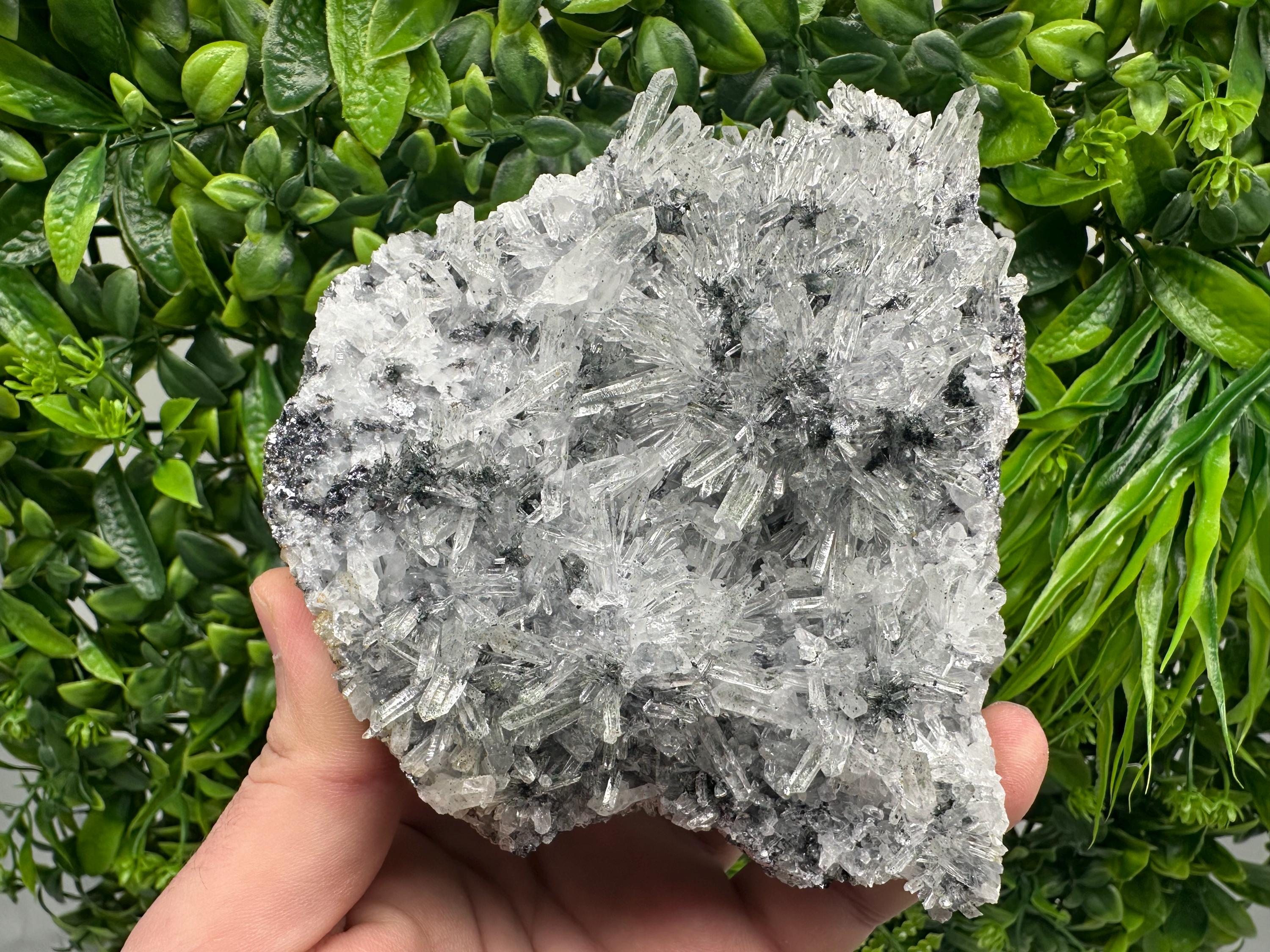 Quartz Cluster with Black Sphalerite, Home Decor Stone