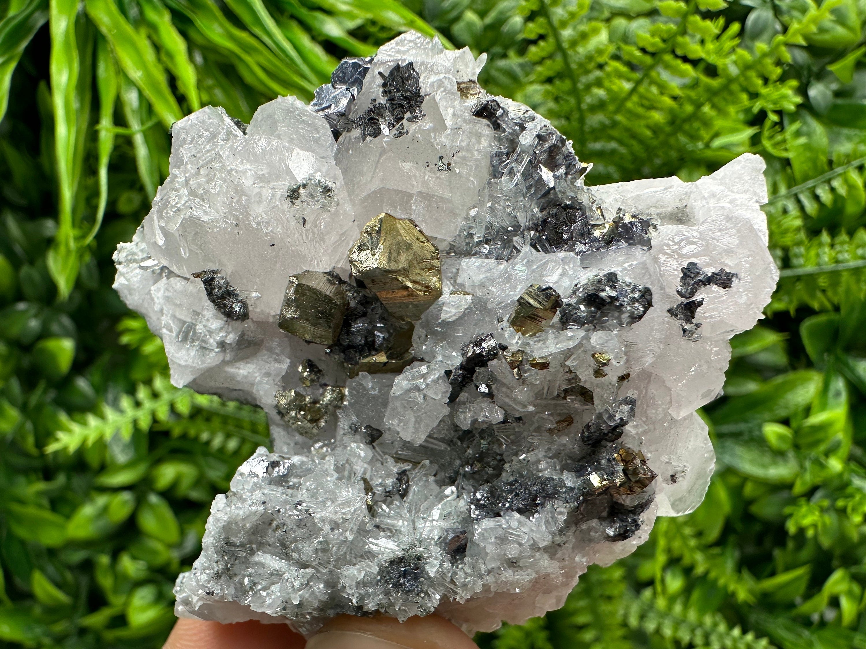 Calcite, Galena, Sphalerite, and Pyrite Cluster from Borieva Mine, Bulgaria