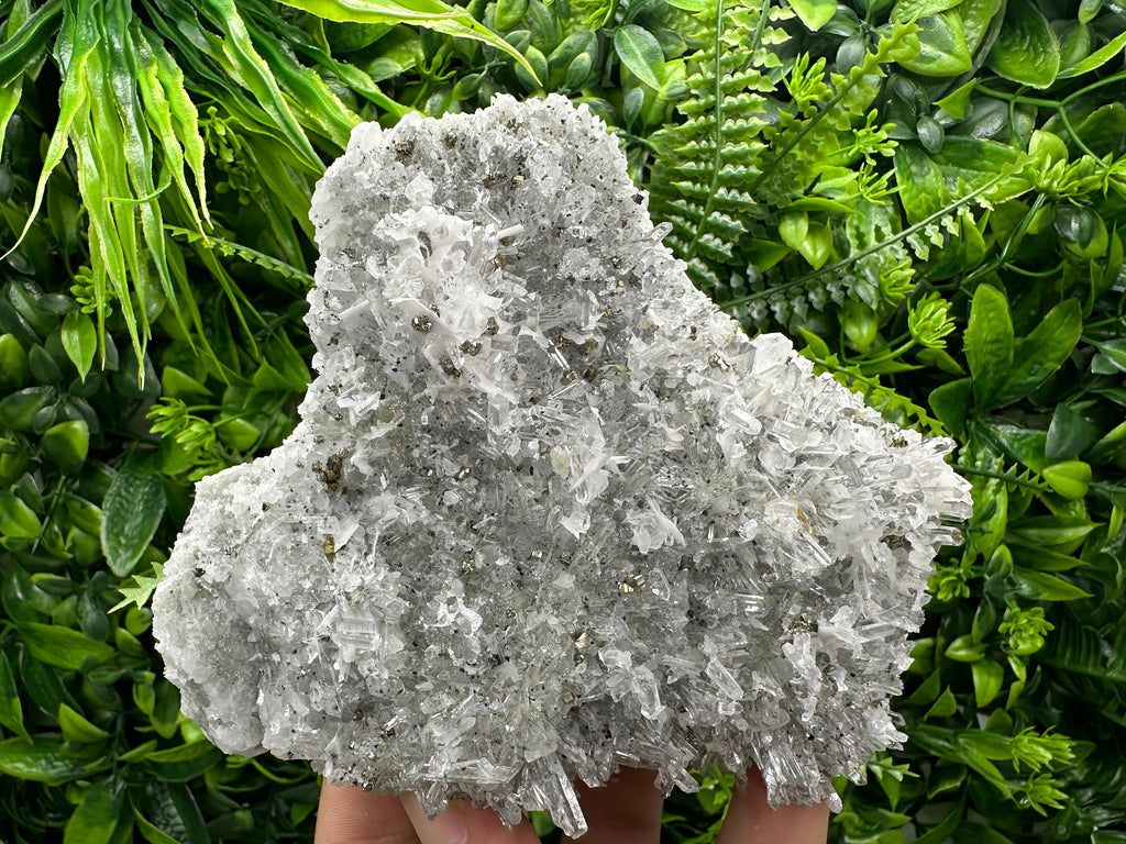 Calcite Pyrite on Quartz Crystal, Borieva Bulgaria Mineral Specimen
