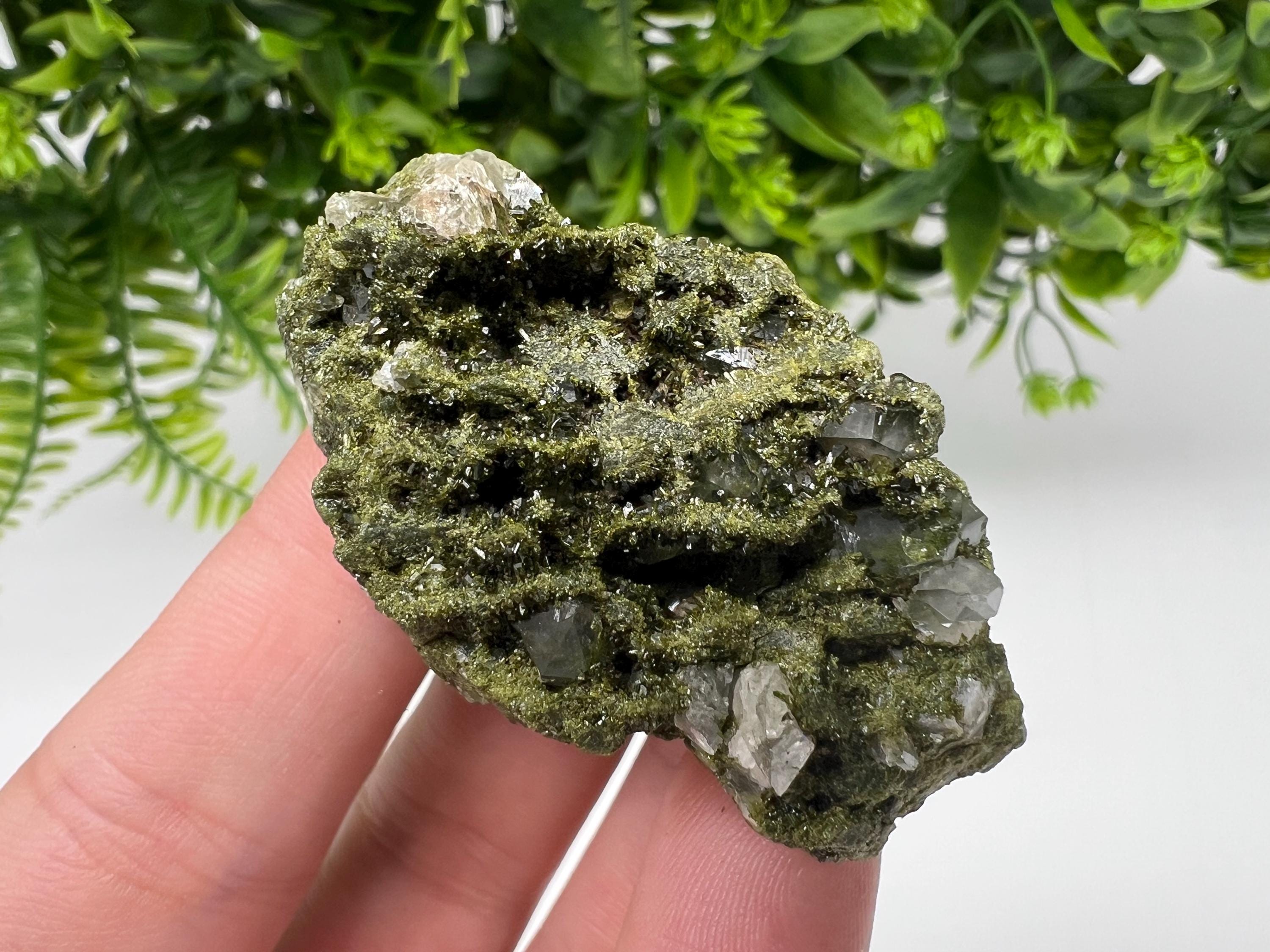 Rare Green Epidote with Quartz Crystals - Eastern Anatolian Turkey