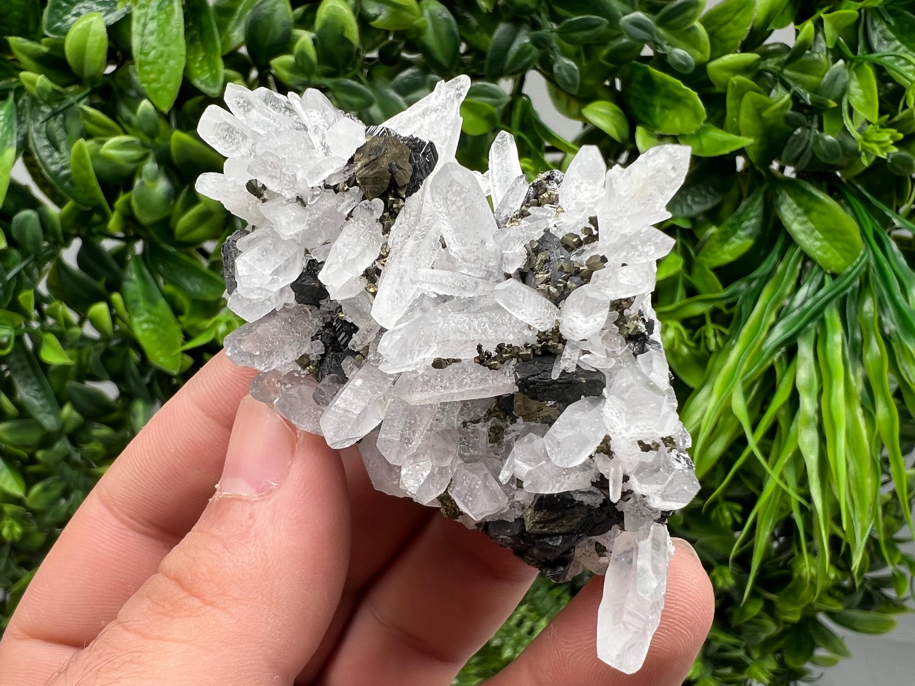 Wonderful Sphalerite Chalcopyrite on Green Quartz whit Hematite feom 9 th September mine,Bulgaria,natural,collection mineral specimen,gift