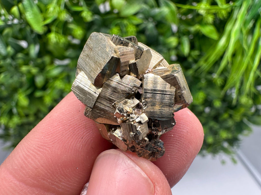 Rainbow Pyrite with Calcite, Natural Crystal Souvenir from Bulgaria