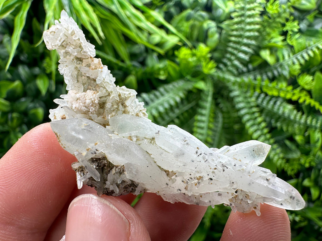 Chlorite Quartz on Rhodochrosite with Siderite - Natural Crystal Decor