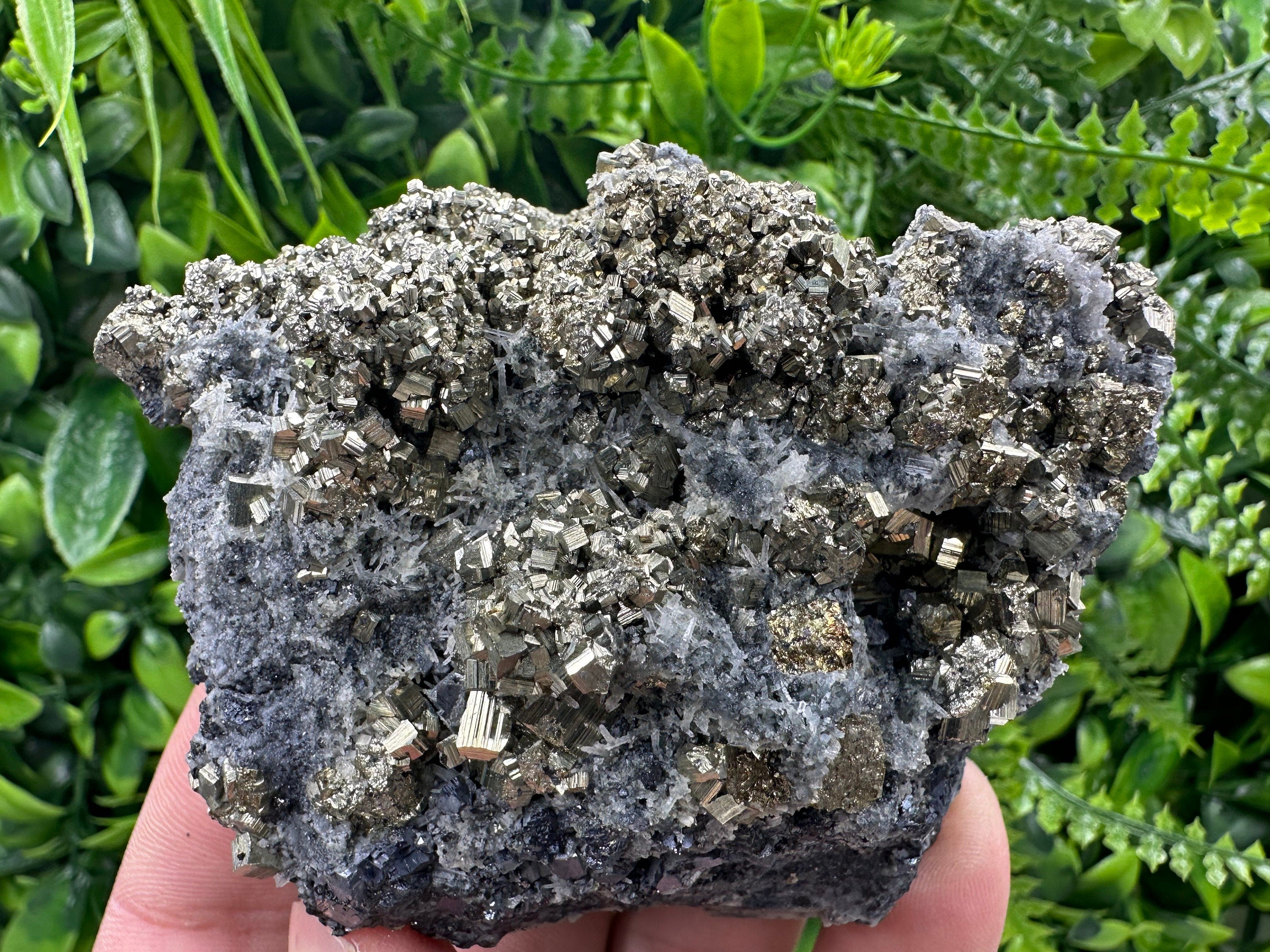 Pyrite on Quartz: Borieva Mine Crystal Decor (9/7/4.5cm)