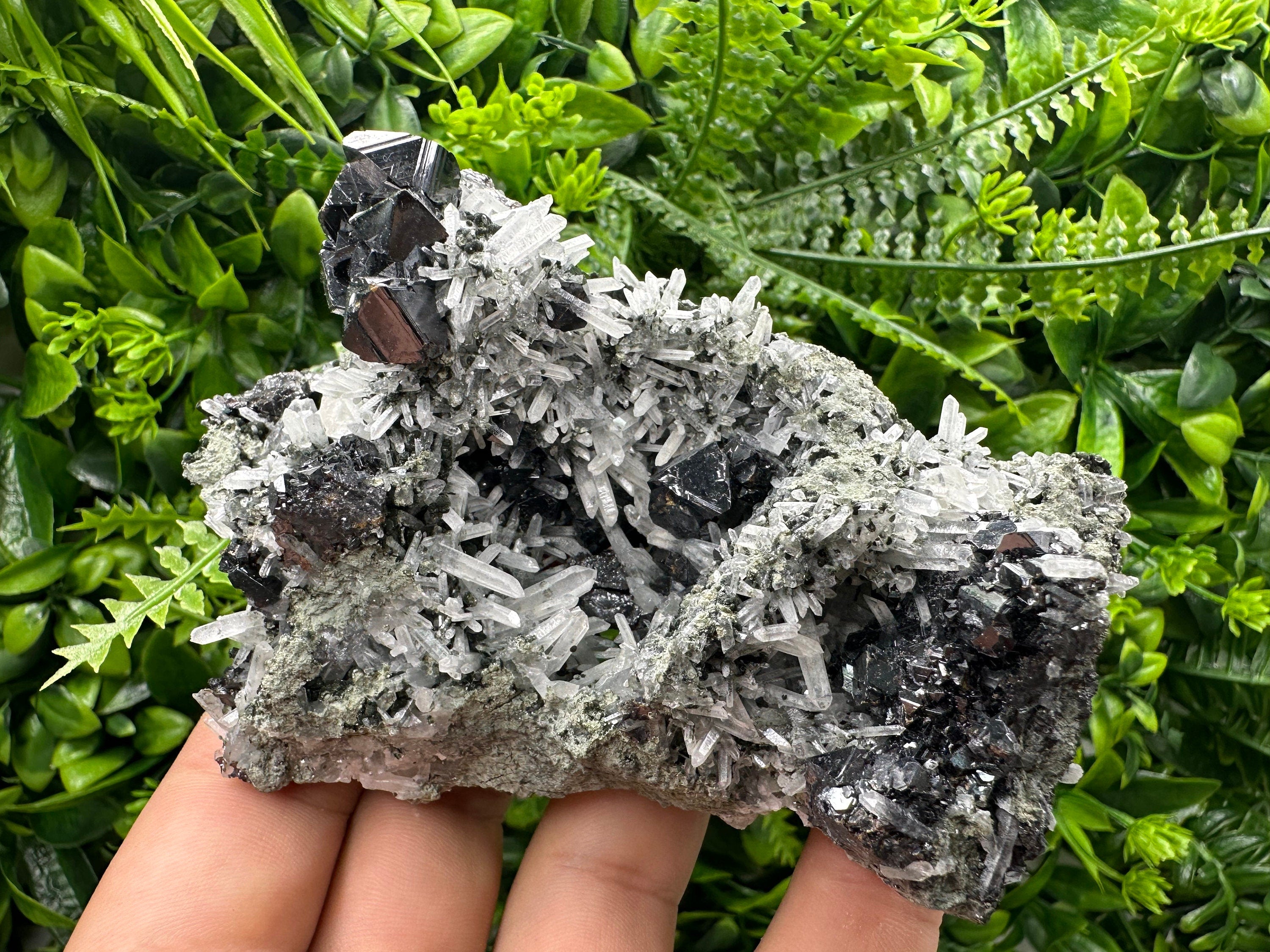 Sphalerite on Quartz Cluster: Borieva Mine, Bulgaria