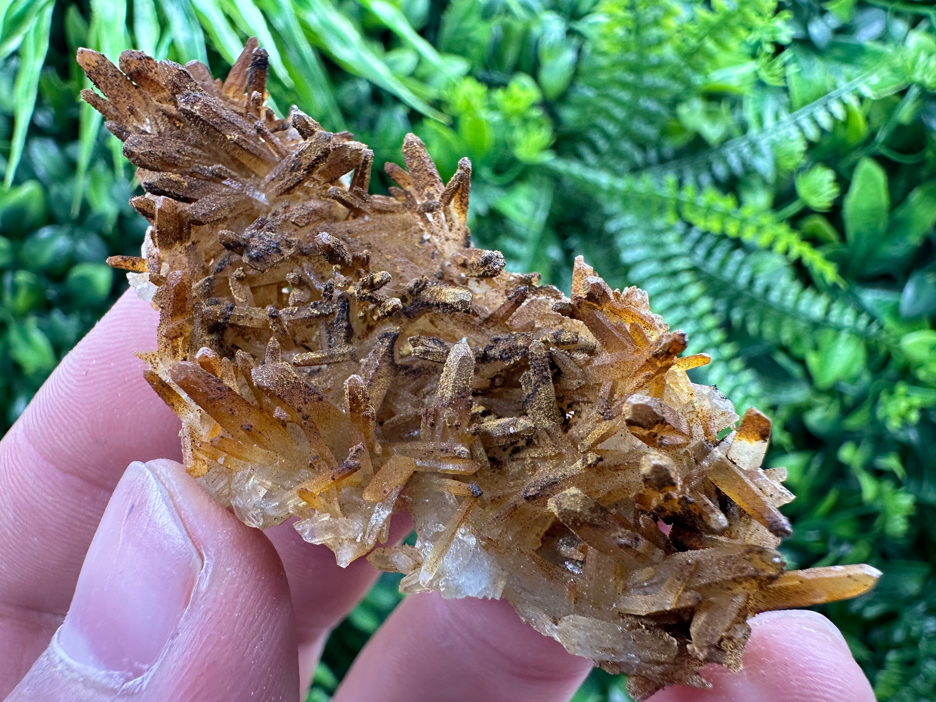 Iron Oxide Limonite Coated Quartz Crystal, Natural Mineral Specimen