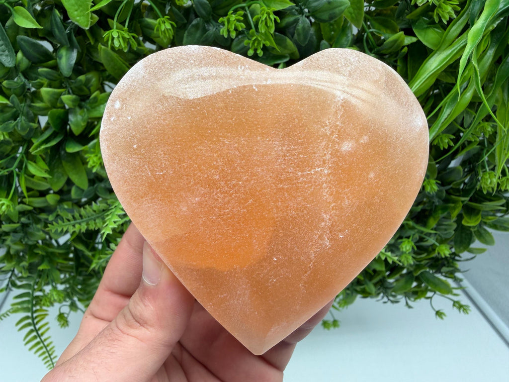 Orange Selenite Heart Crystal Selenite Charging Heart – Natural Crystal Heart – Reiki Healing Stone – Meditation Crystal – Spiritual Decor