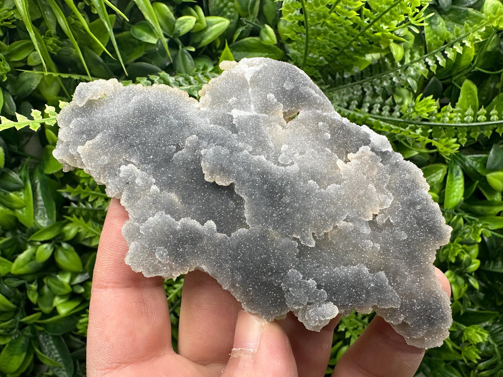 Blue Chalcedony Quartz with Chlorite Inclusions: Bulgaria Crystal Decor Stone